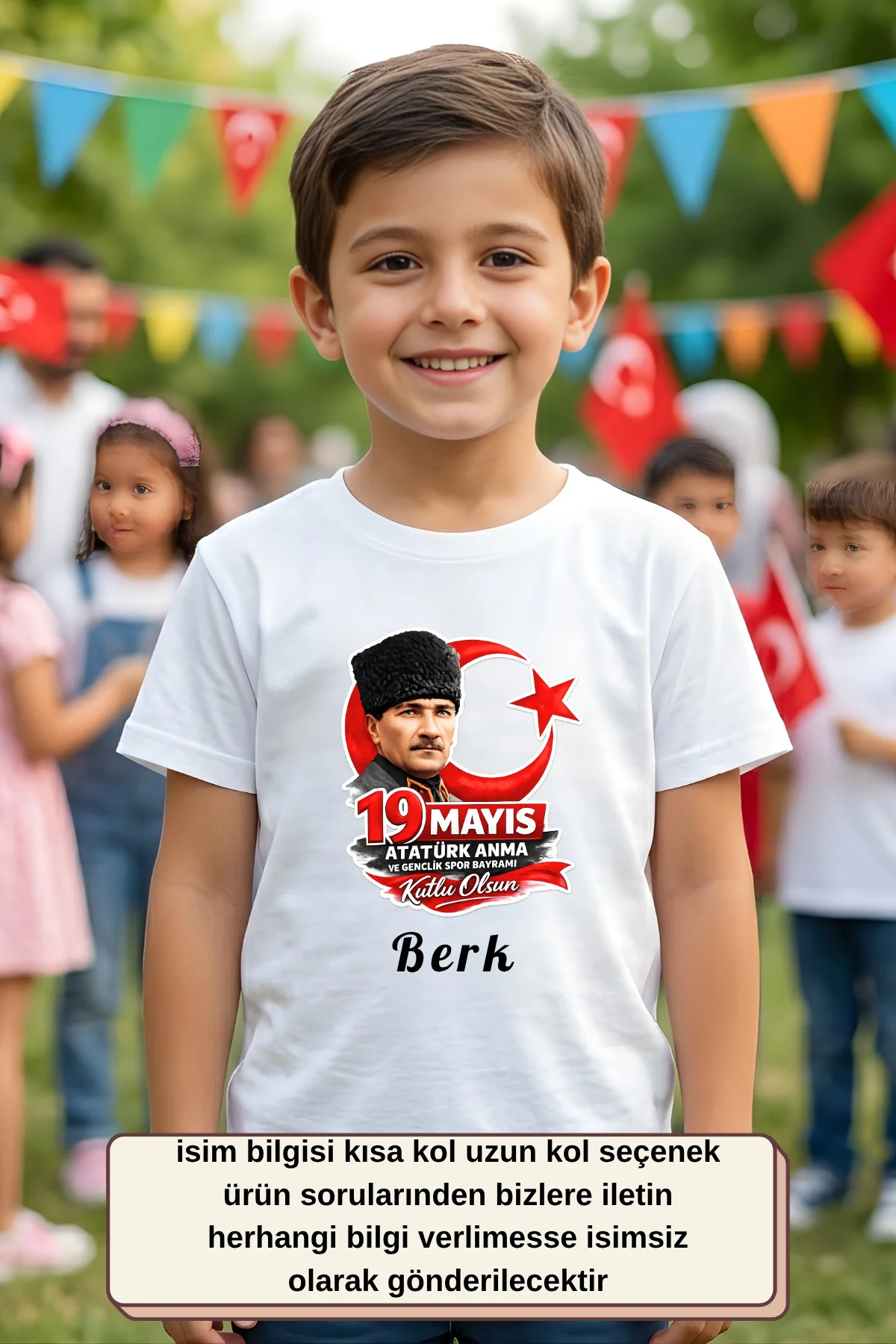 19 Mayıs Atatürk’ü Anma Gençlik ve Spor Bayramı Kişiye Özel İsimli Tişört %100 Pamuk Baskılı Tişörtü