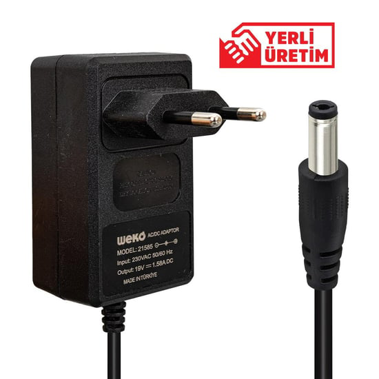 19 Volt 1.58 Amper 5.5*1.7 Uçlu Yerli Üretim Priz Tipi Notebook A