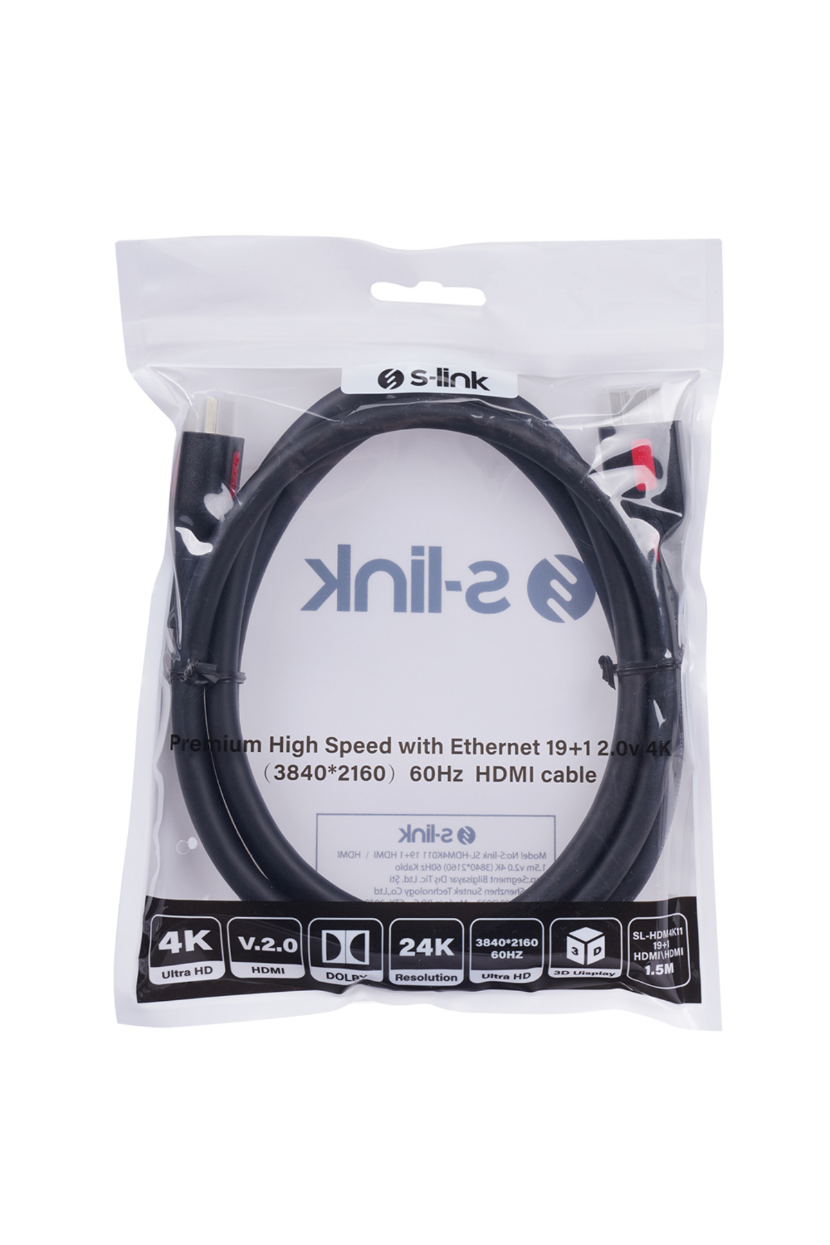 19+1 HDMI TO HDMI 1.5M V2.0 4K (3840*2160) 60HZ KABLO SL-HDM4K011