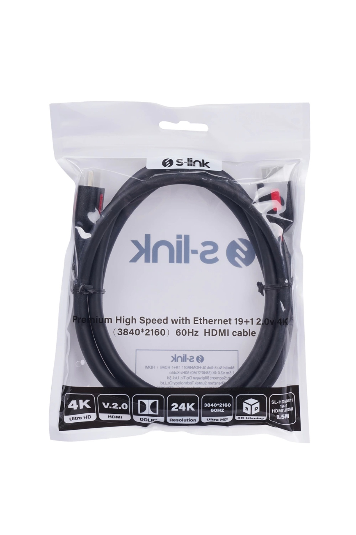 19+1 HDMI TO HDMI 1.5M V2.0 4K (3840*2160) 60HZ KABLO SL-HDM4K011
