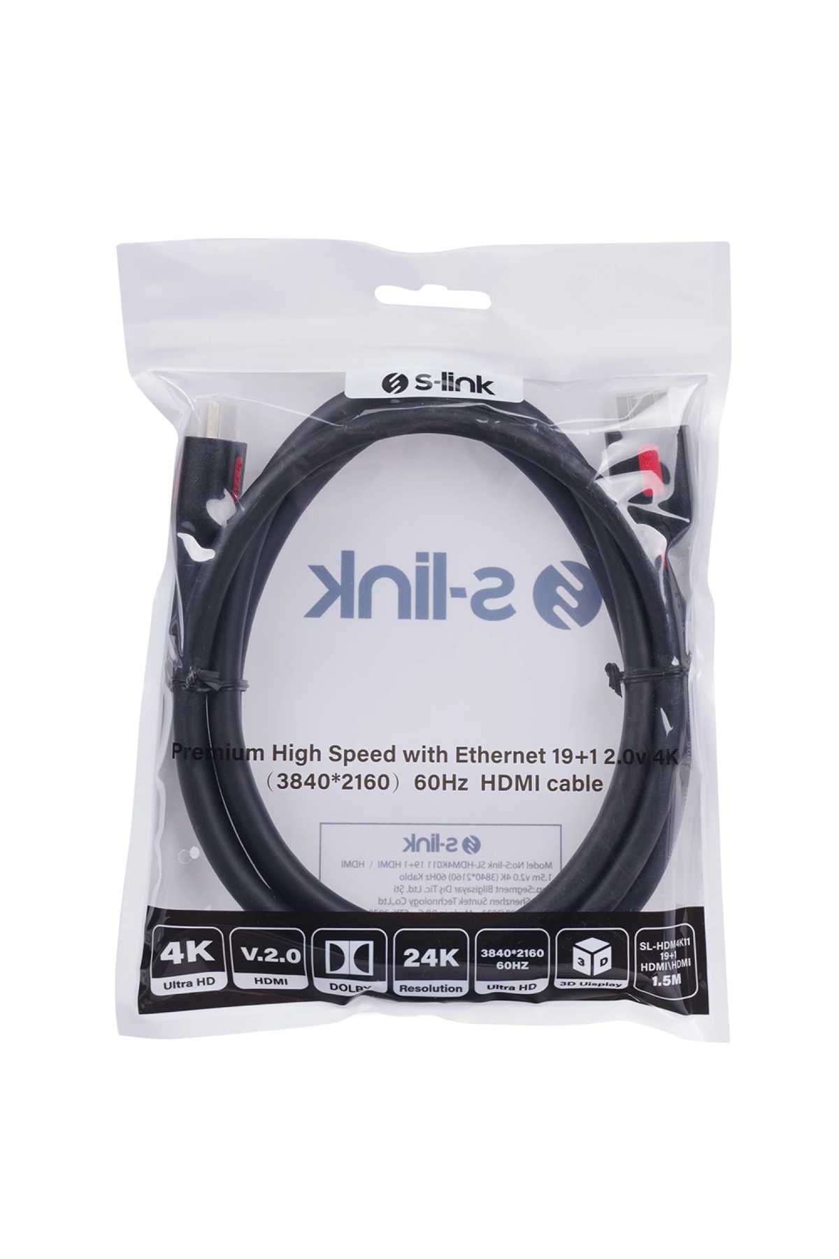 19+1 HDMI TO HDMI 1.5M V2.0 4K (3840*2160) 60HZ KABLO SL-HDM4K011