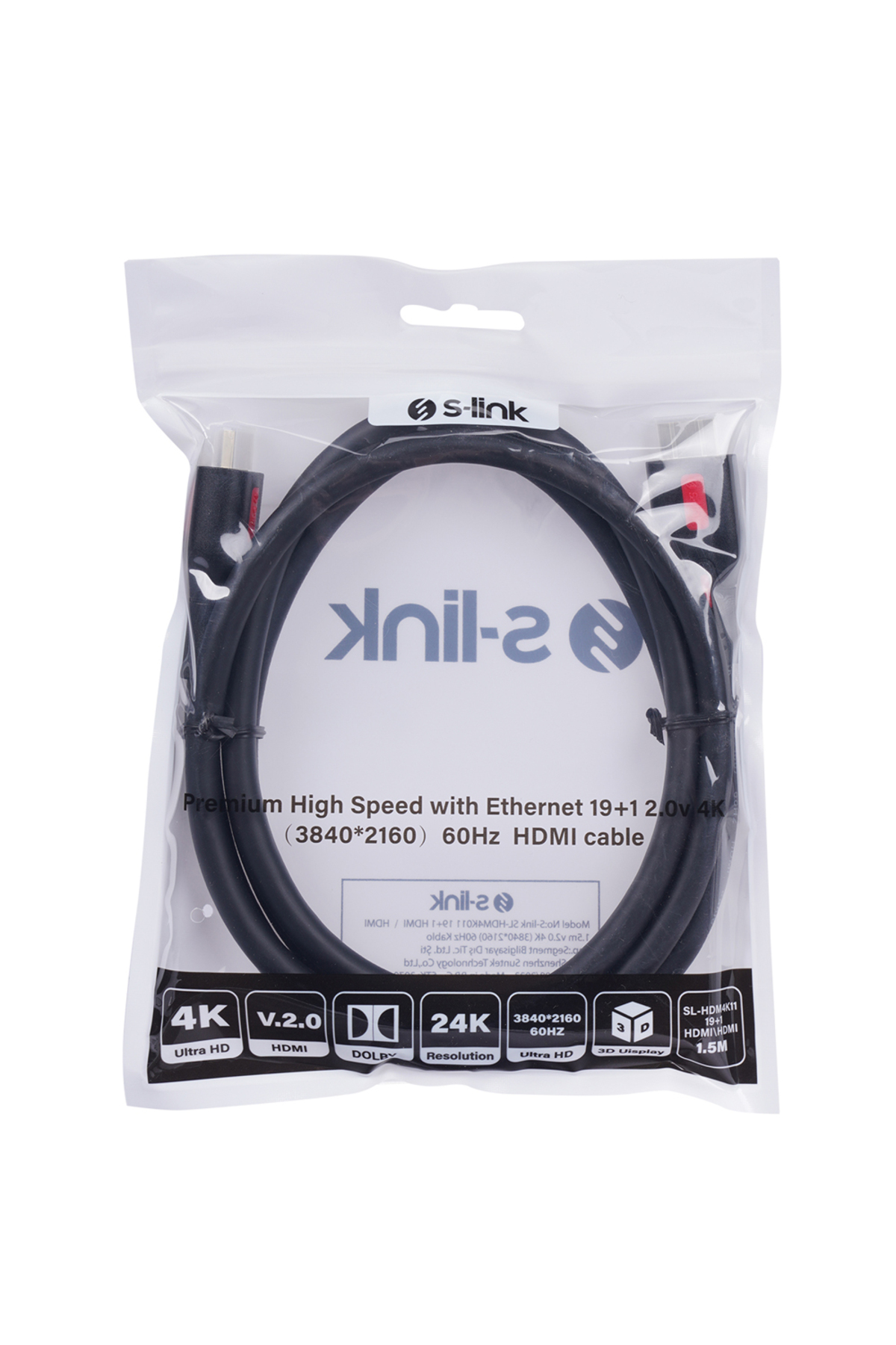 19+1 HDMI TO HDMI 1.5M V2.0 4K (3840*2160) 60HZ KABLO SL-HDM4K011