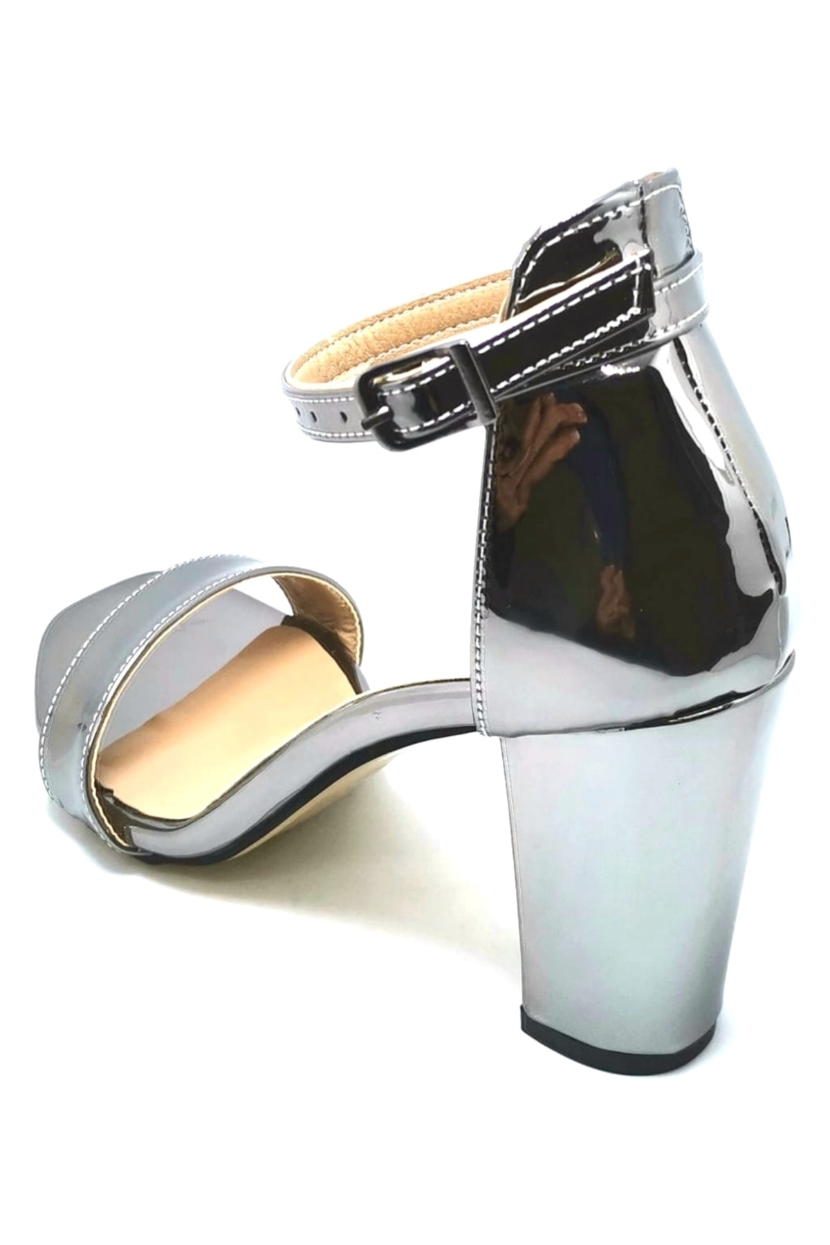 Punto 191205 Platin Rugan Kadın Tek Bant Abiye Ayakkabı