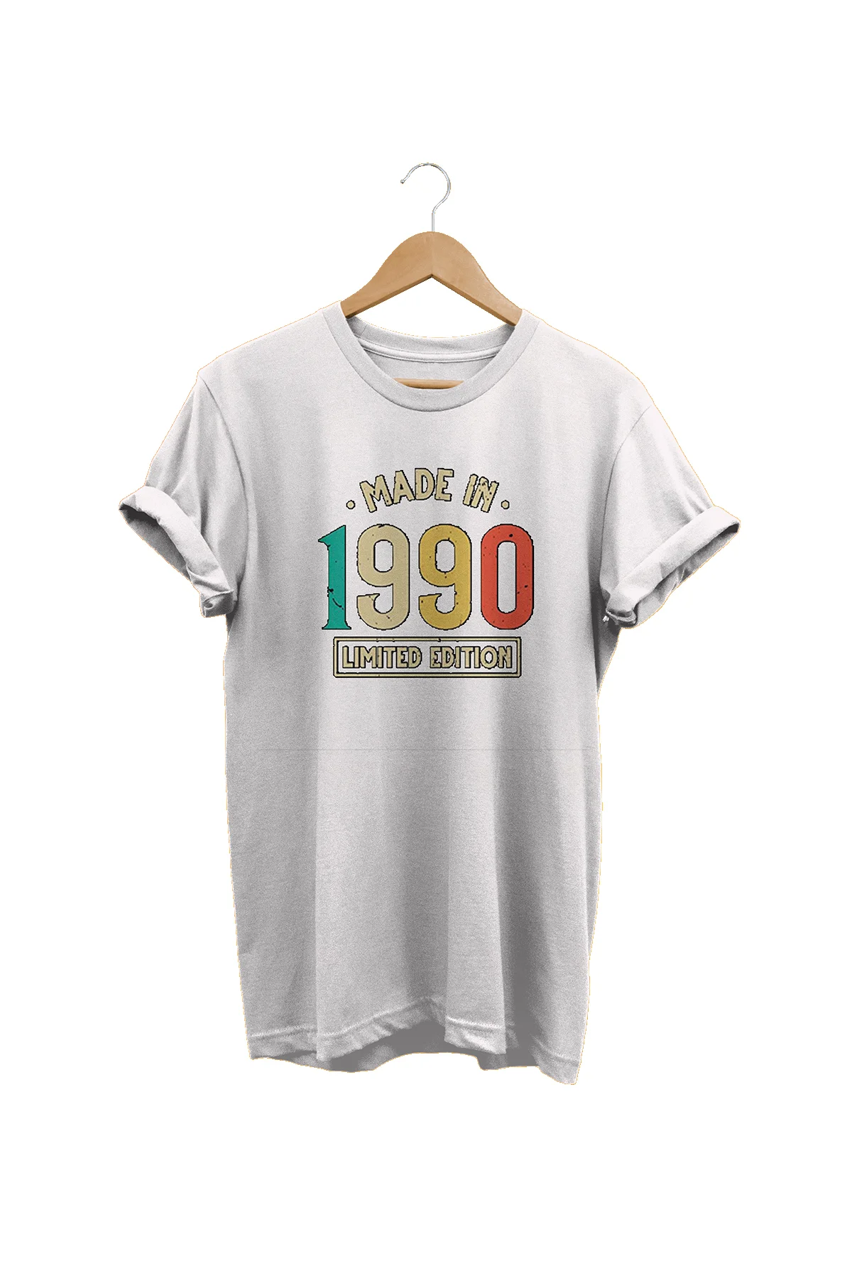 1990 Baskılı Beyaz, %100 Pamuk Basic (Normal Beden) T-Shirt