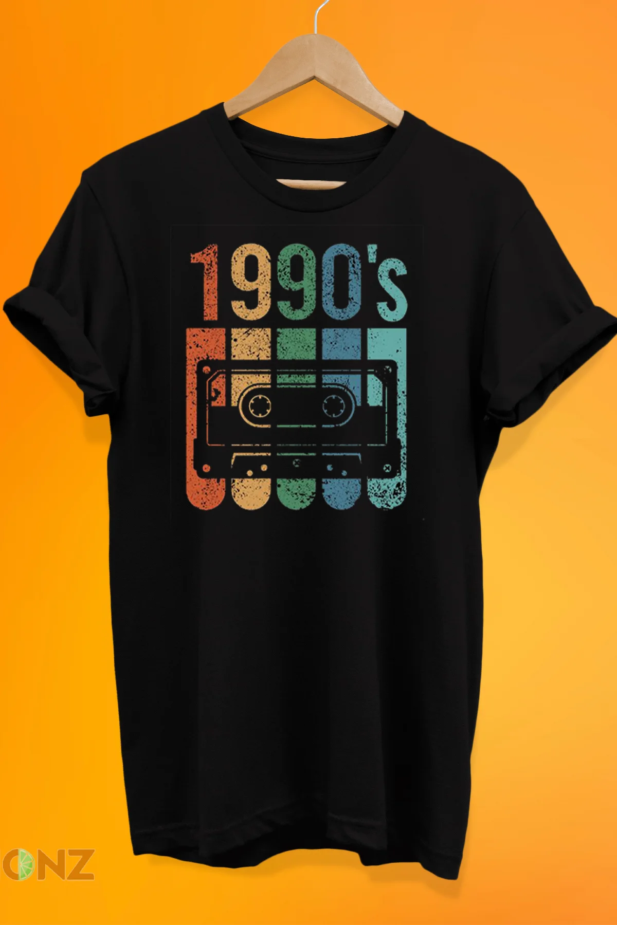 1990's Baskılı %100 Pamuk Oversize T-shirt Büyük Beden Tişört