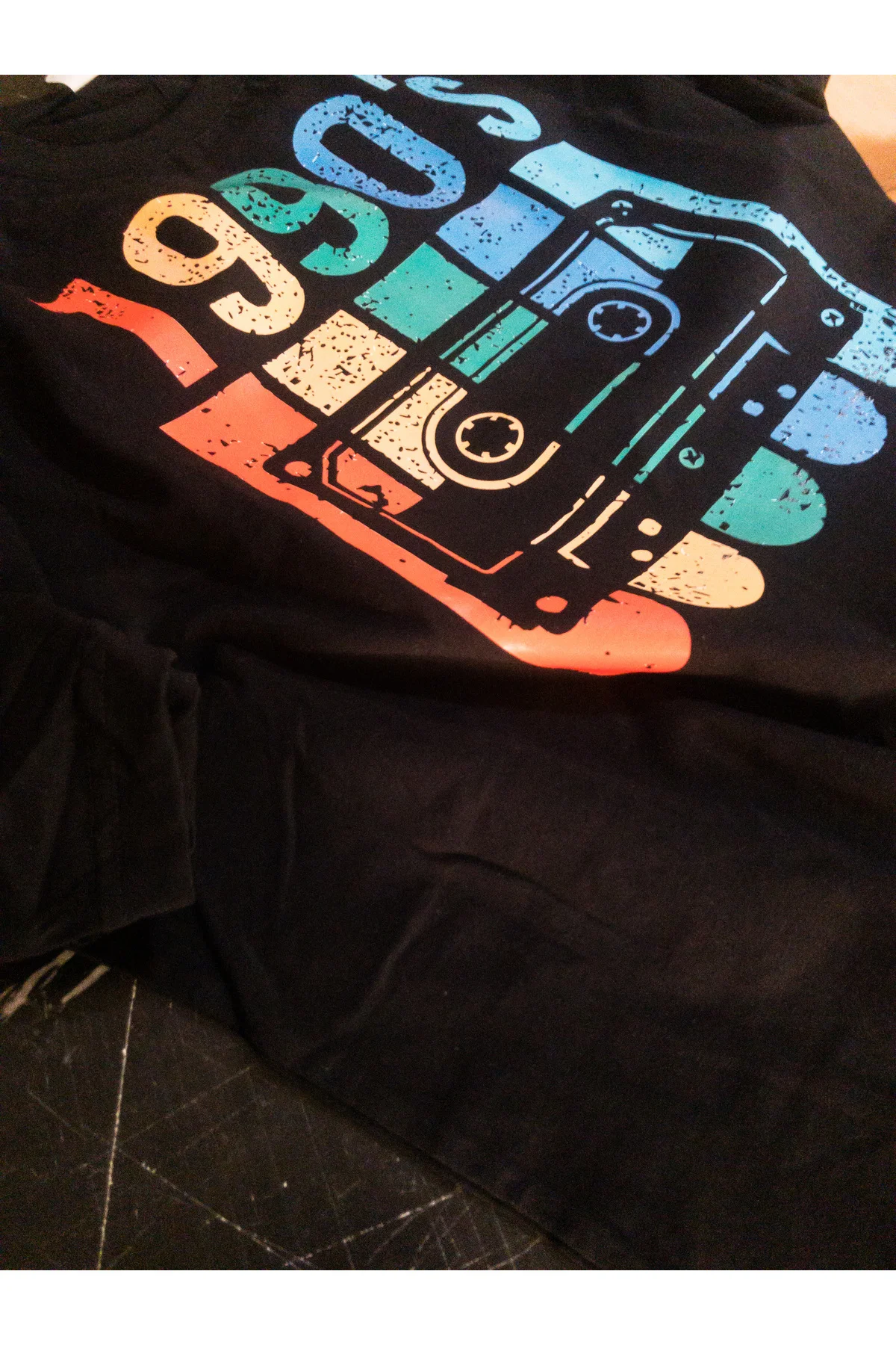 1990's Baskılı %100 Pamuk Oversize T-shirt Büyük Beden Tişört