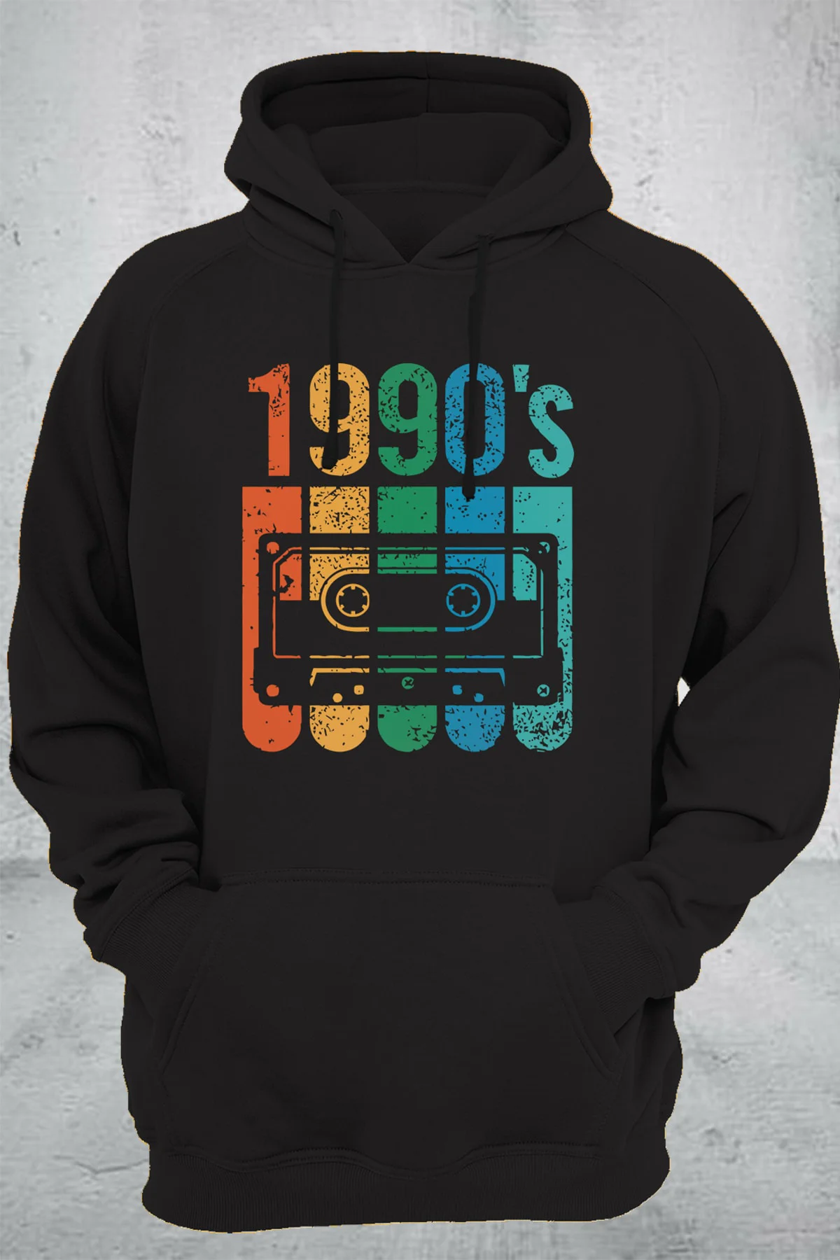 1990's Baskılı 3 Iplik  Şardonlu Kalın 600 gr Içi Polar Siyah Uni