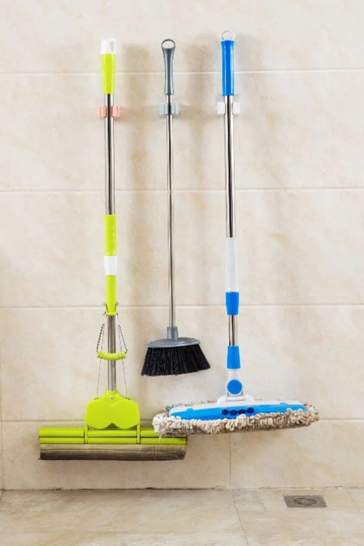 1Adet Kalite Tekli Duvara Yapışkanlı Mop Tutucu Aparat Sopa Askıs