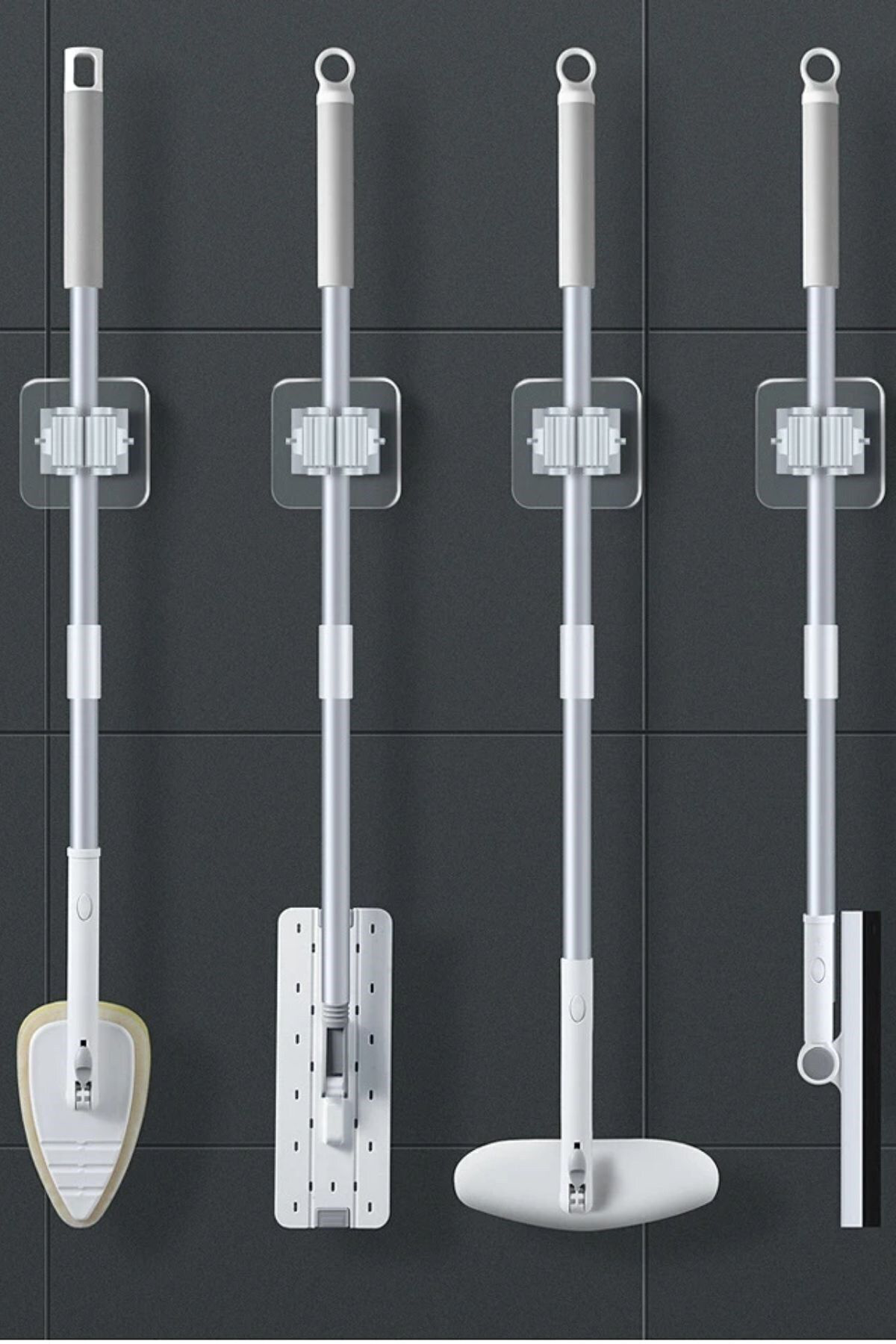 1Adet Kalite Tekli Duvara Yapışkanlı Mop Tutucu Aparat Sopa Askıs