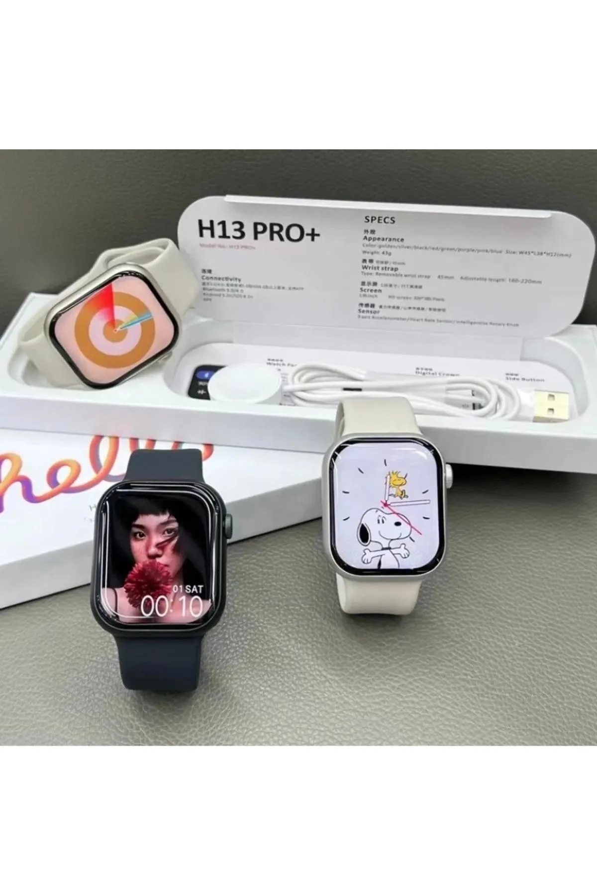 1GB Hafızalı 45mm Siyah Silikon Kordonlu Akıllı Saat, Nabız ve Uyku Takibi Özellikli