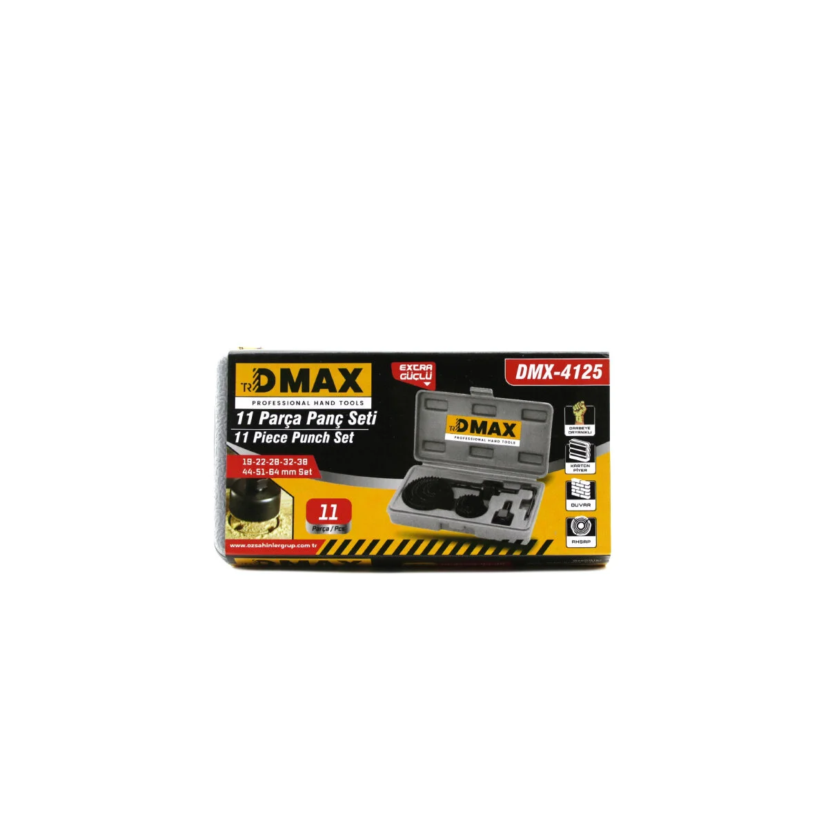 1İN1 Buat Açma Panç Seti Metal - Ahşap - Pvc - Alçıpan - Pls. 19-22-29-32-38-44-51-64MM