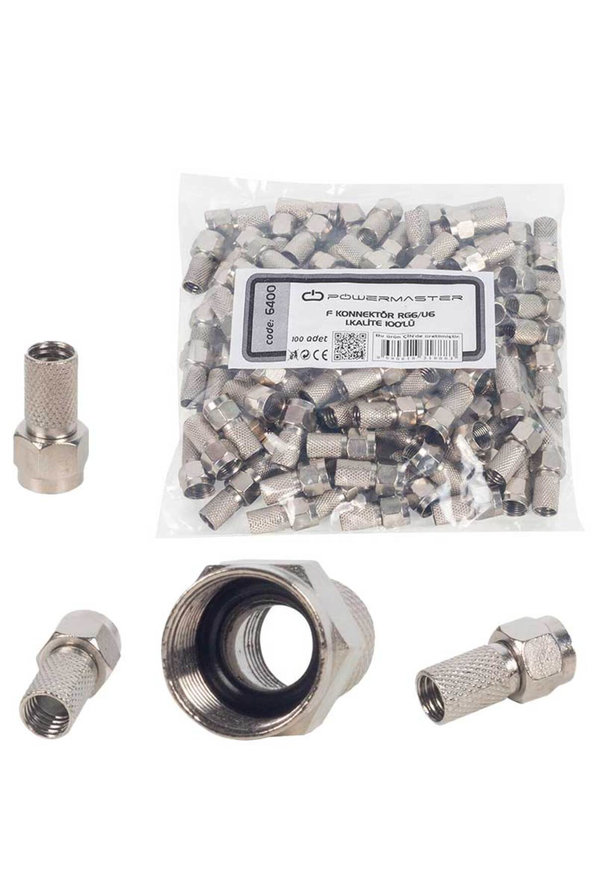 1.KALİTE SİYAH CONTALI RG6/U6 22 MM F KONNEKTÖR (100LÜ POŞET)