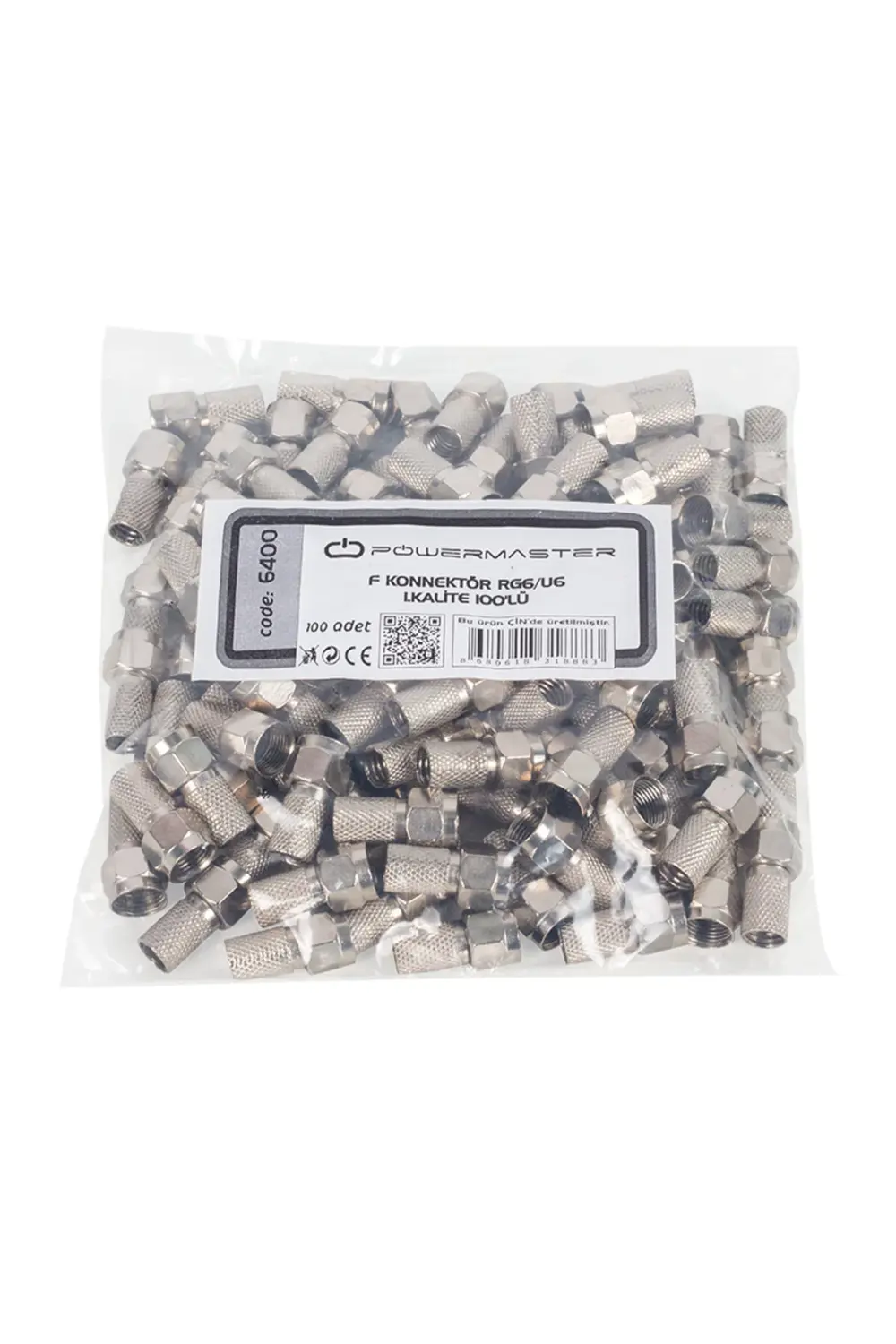 1.kalite Siyah Contalı Rg6/u6 22 Mm F Konnektör (100LÜ POŞET)