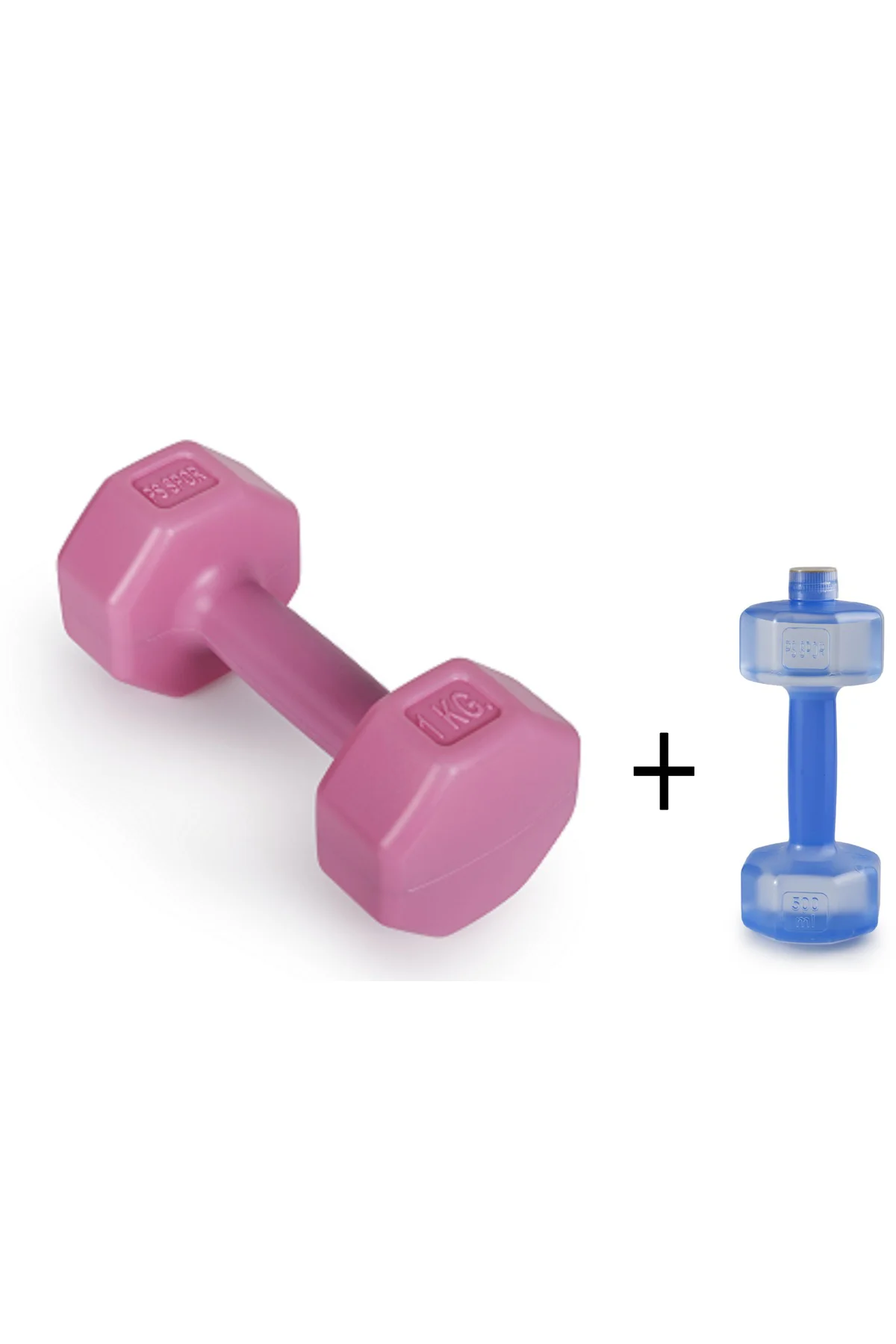 1Kg Pembe Renk Dambıl Set ve 500ML Mavi Renk Dambıl Suluk