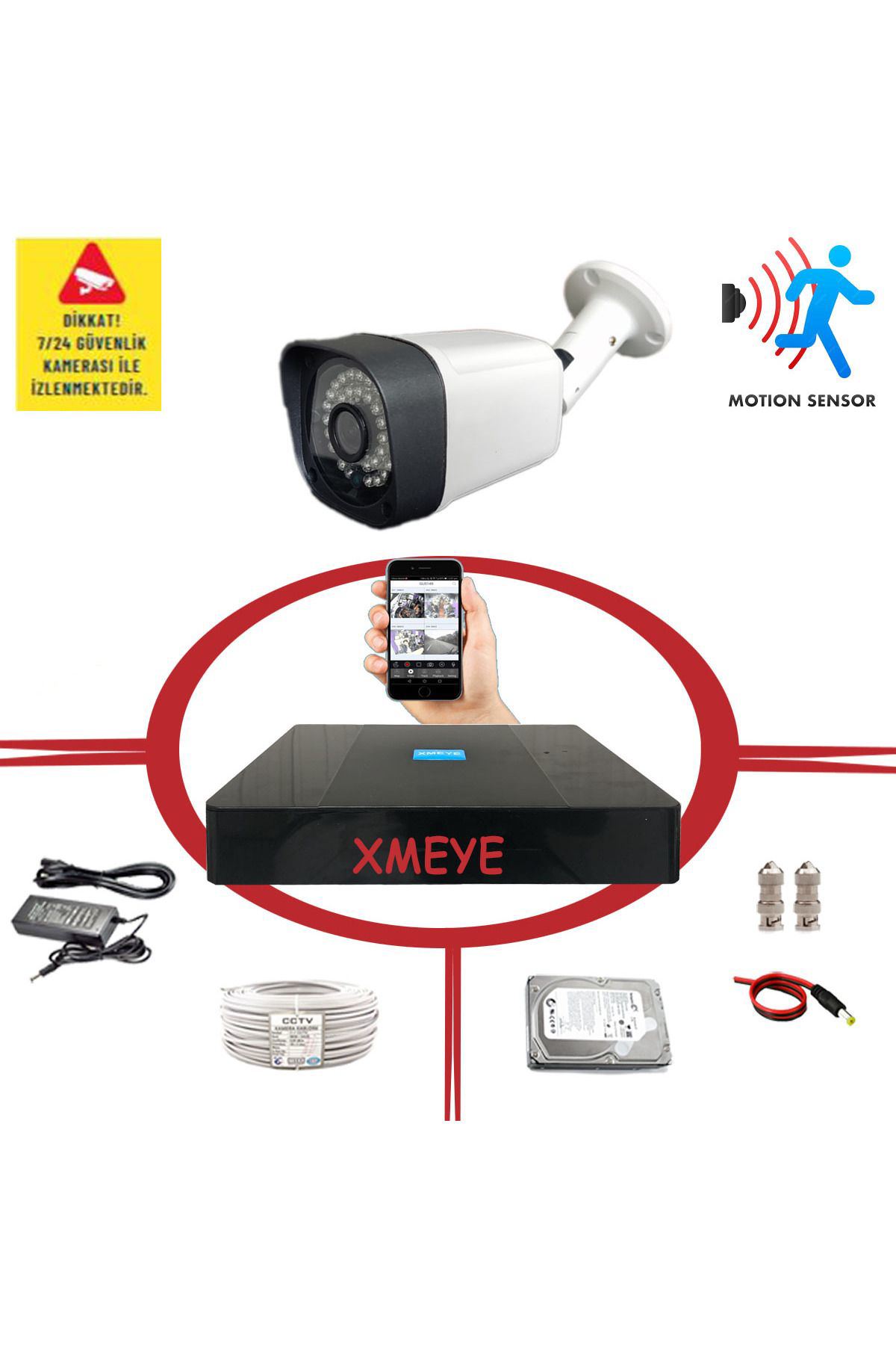 1'li Hareket Algılayan 5 Mp Sony Lens 1080P 36 IR LED Metal Kasa 