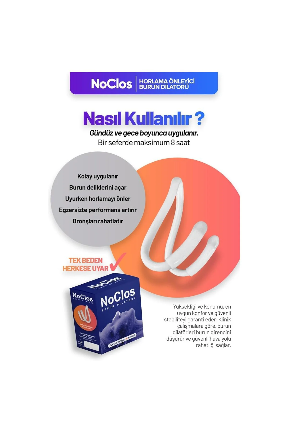 1’li Horlama Önleyici Solunum Burun Dilatörü