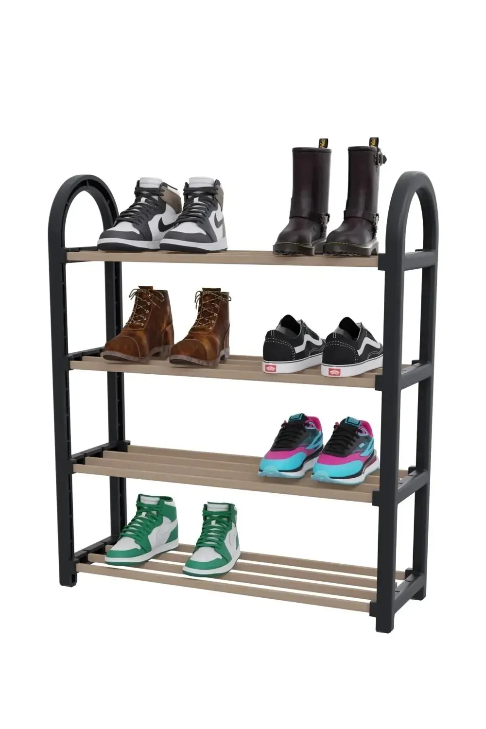 1.Sınıf Süper Kalite Garantili Ahşap Çubuklu 4 Bölüm Siyah Masif