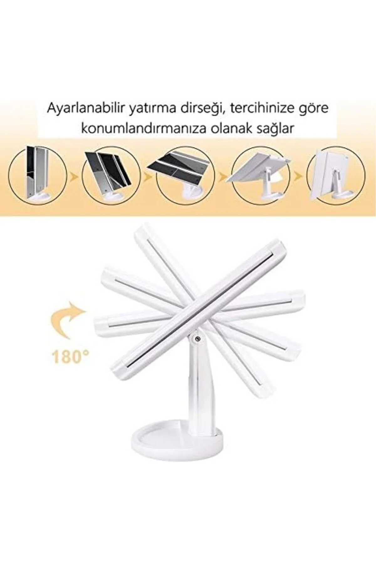 - 1X-2X-3X-10X Büyütmeli 37 LED Işıklı Makyaj Aynası, 3 Panel, Ka