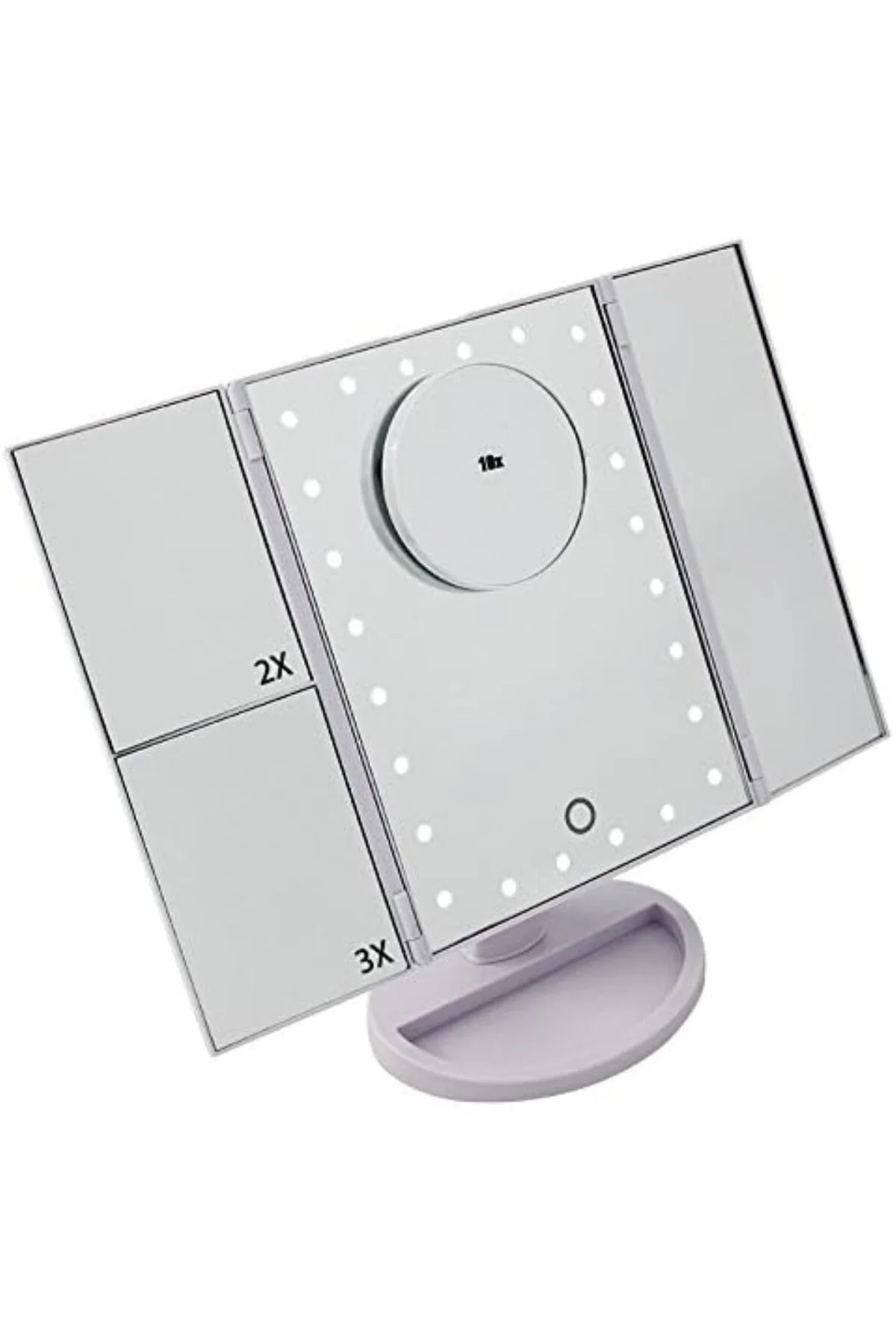 - 1X-2X-3X-10X Büyütmeli 24 LED Işıklı Makyaj Aynası, 3 Panel, Ka