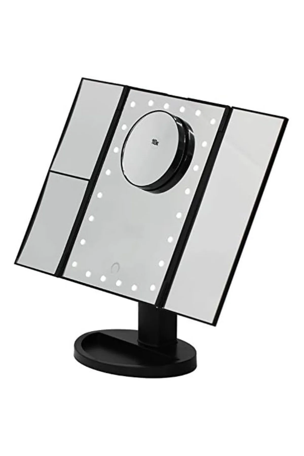 - 1X-2X-3X-10X Büyütmeli 24 LED Işıklı Makyaj Aynası, 3 Panel, Ka