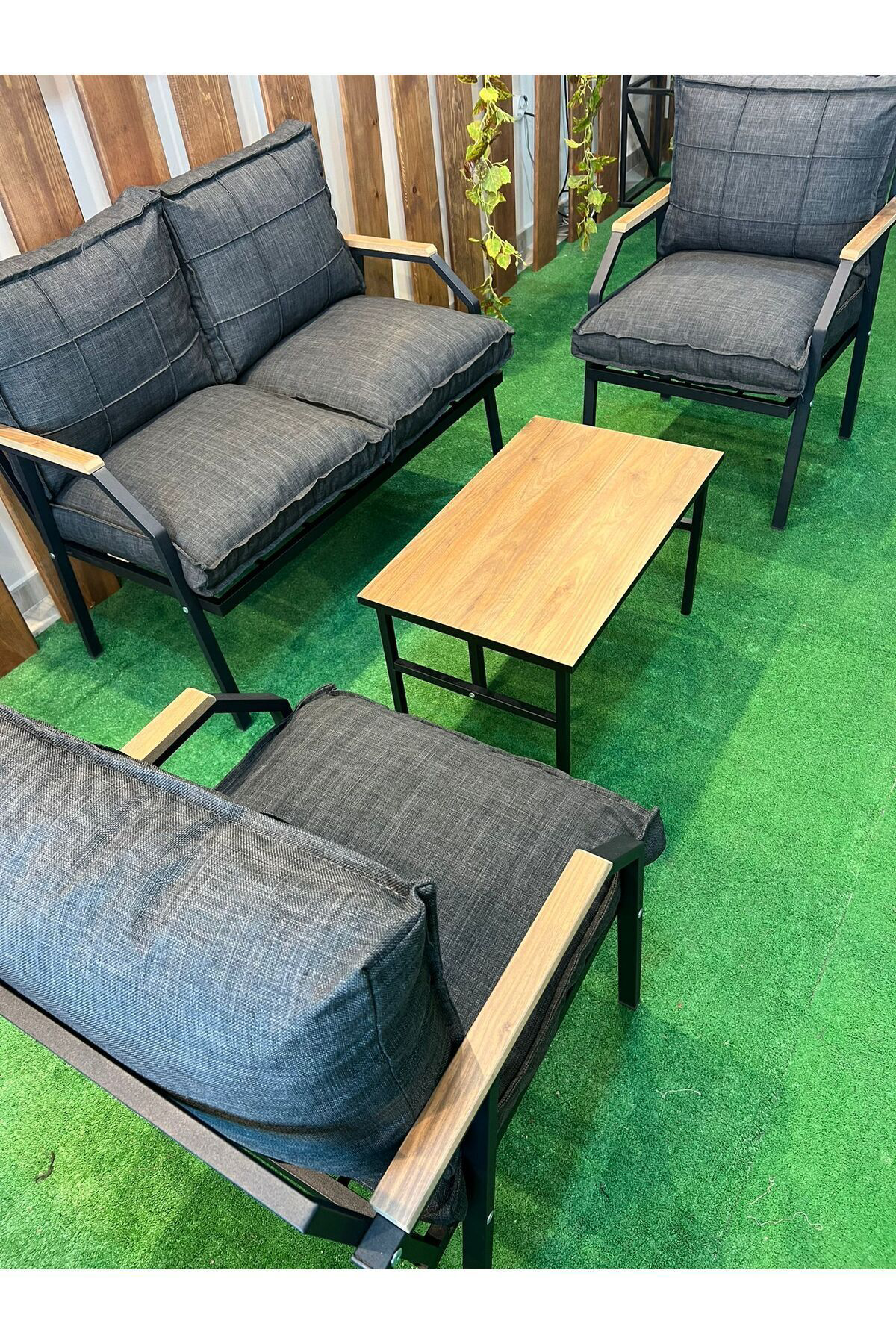 2 1 1 Sehpalı Berjer,salon Oturma Odası Takımı,metal Oturma Grubu