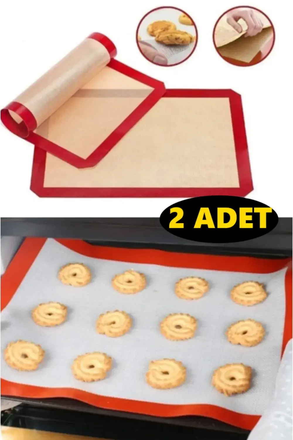 2 Adet 30x40 Fırınlanabilir Yıkanabilir Kendinden Yağlı Silikon P