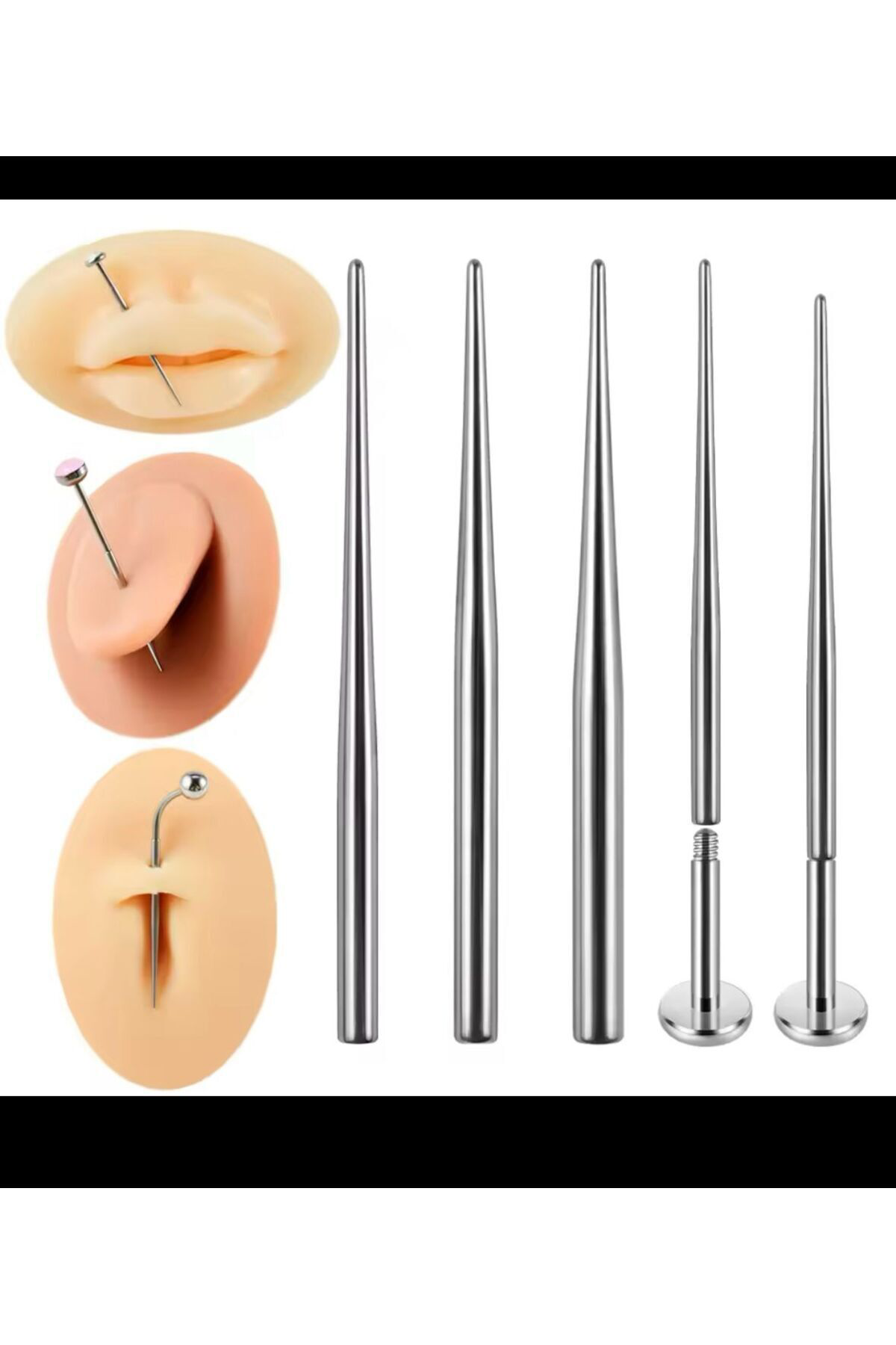 2 adet 316 l çelik göbek nipple dil piercingleri için kolay geçiş