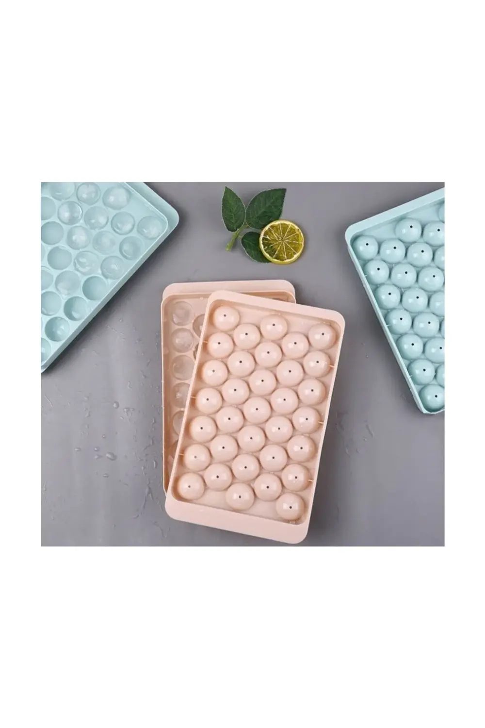 2 Adet 33'lü Küre Buz Kalıbı, Minik Küreler Buzluk, Kokteyl Sunum