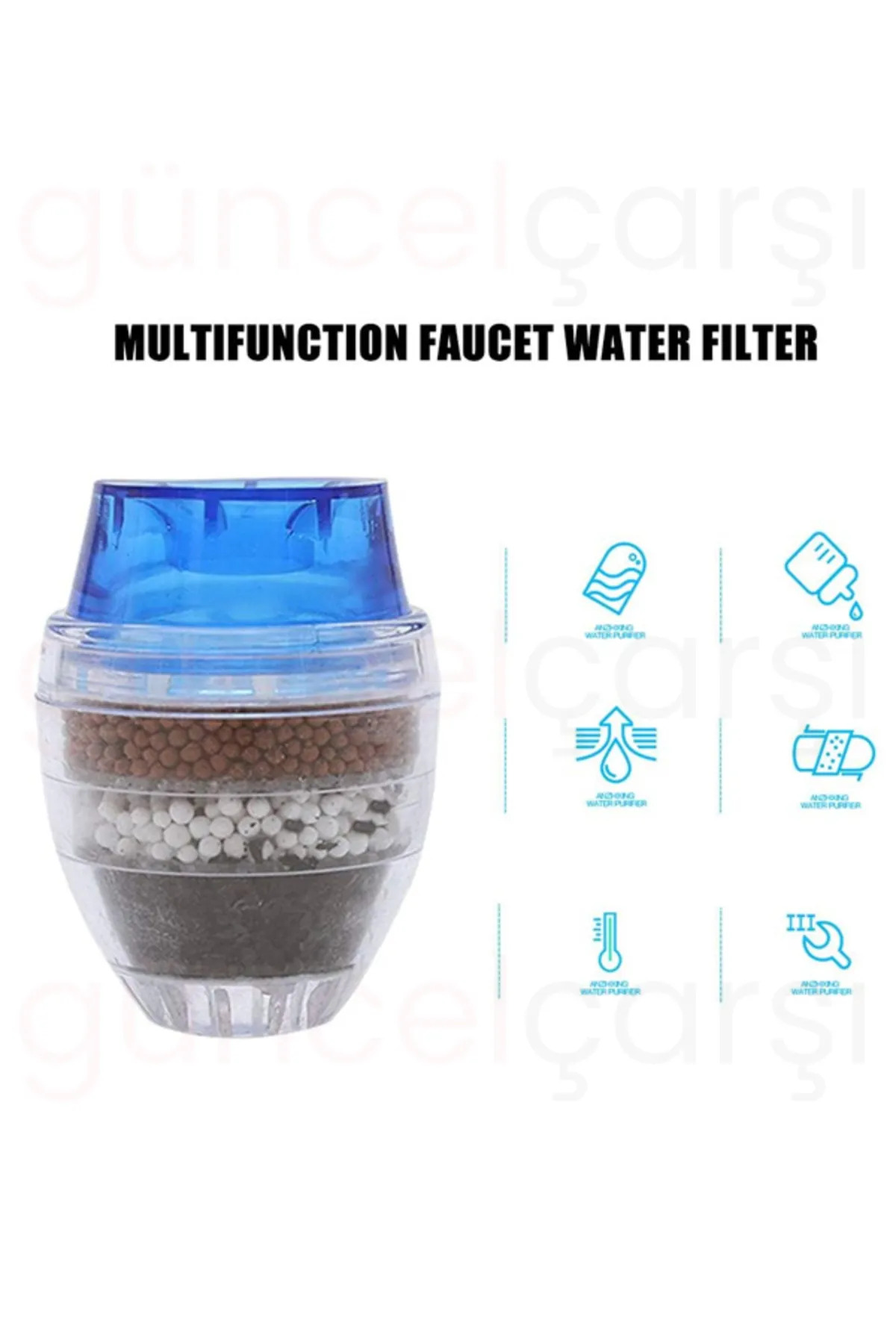 2 ADET - 5 Katmanlı Musluk Başlığı Aktif Karbon Su Arıtma Aparatı