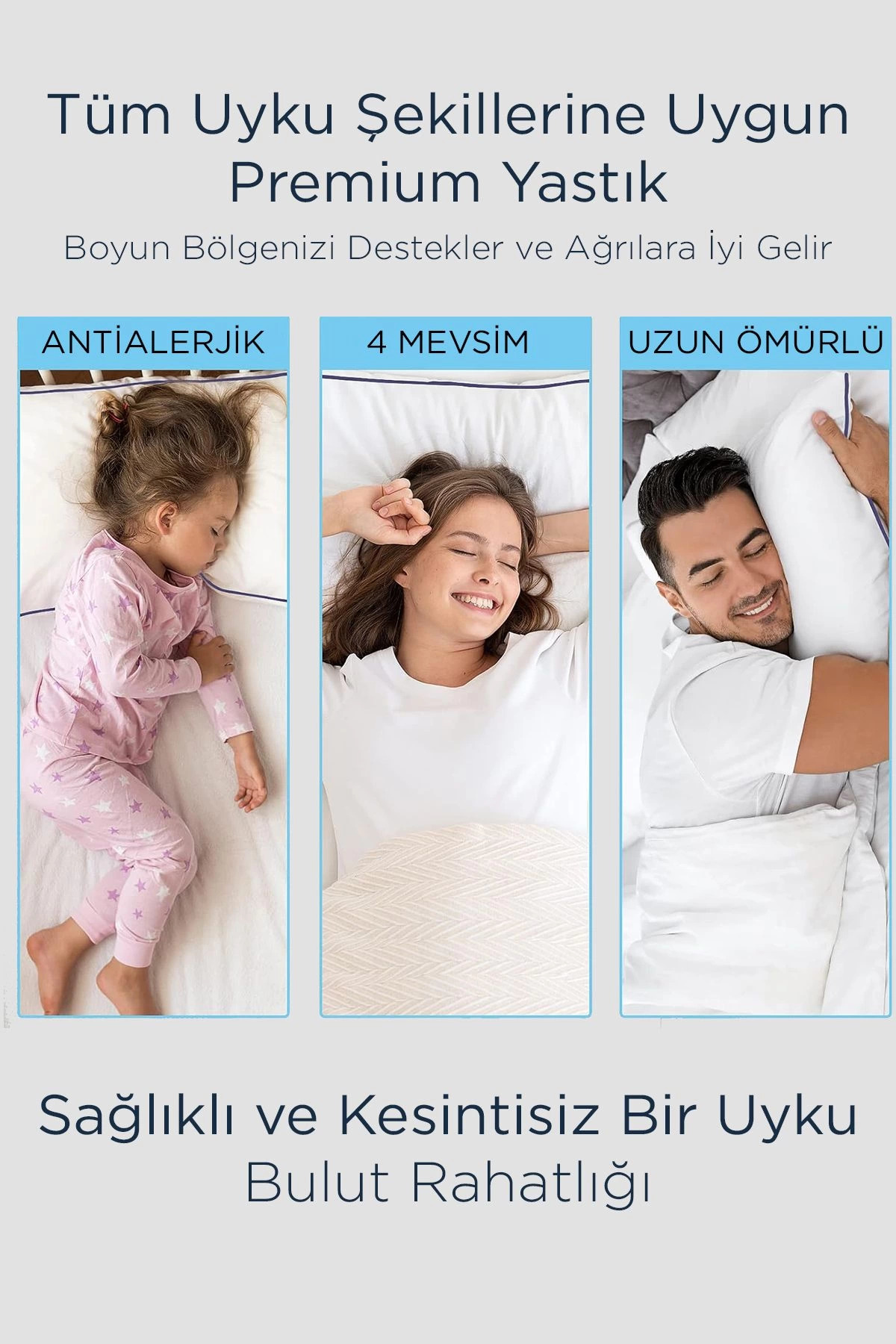 Rby 2 Adet 50X70cm Nano Jel Lüks Yastık | 1200Gr Anti-Alerjik Pamuklu