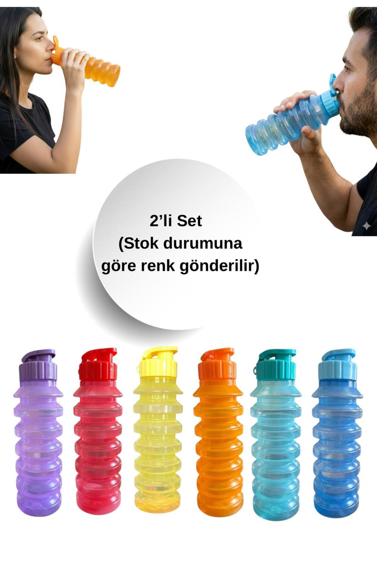 2 adet 750 ml Plastik Spor Matara | Sızdırmaz Günlük Su Şişesi