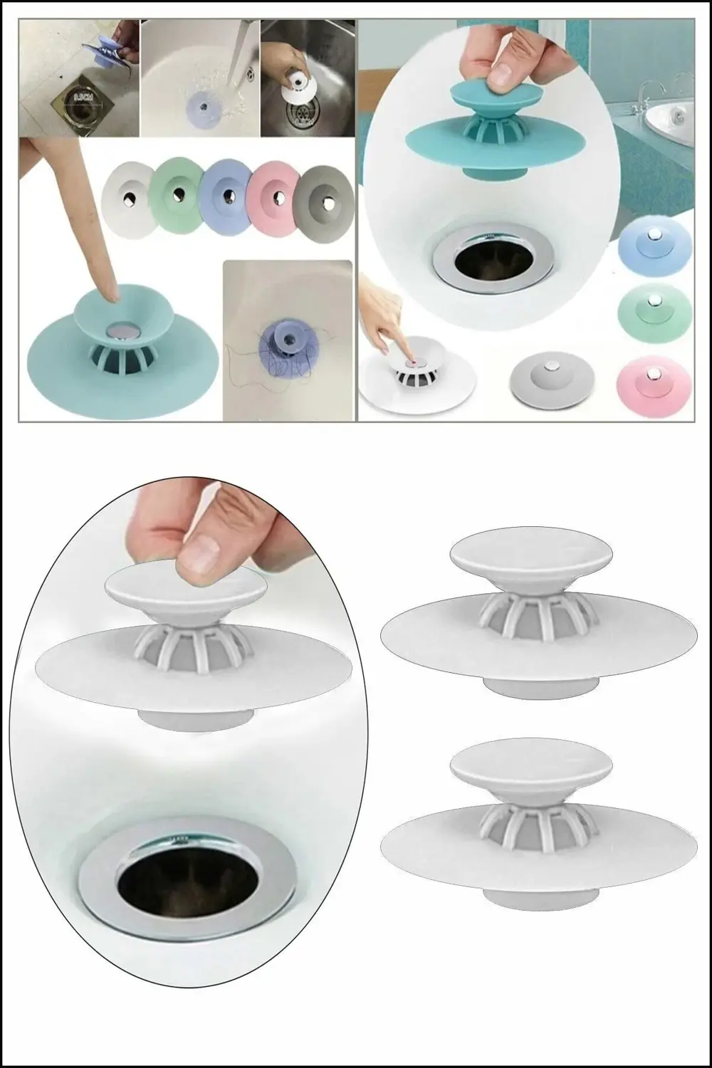 2 Adet 9cm-silikon Renkli Lavabo Tıkacı-2 Kademeli