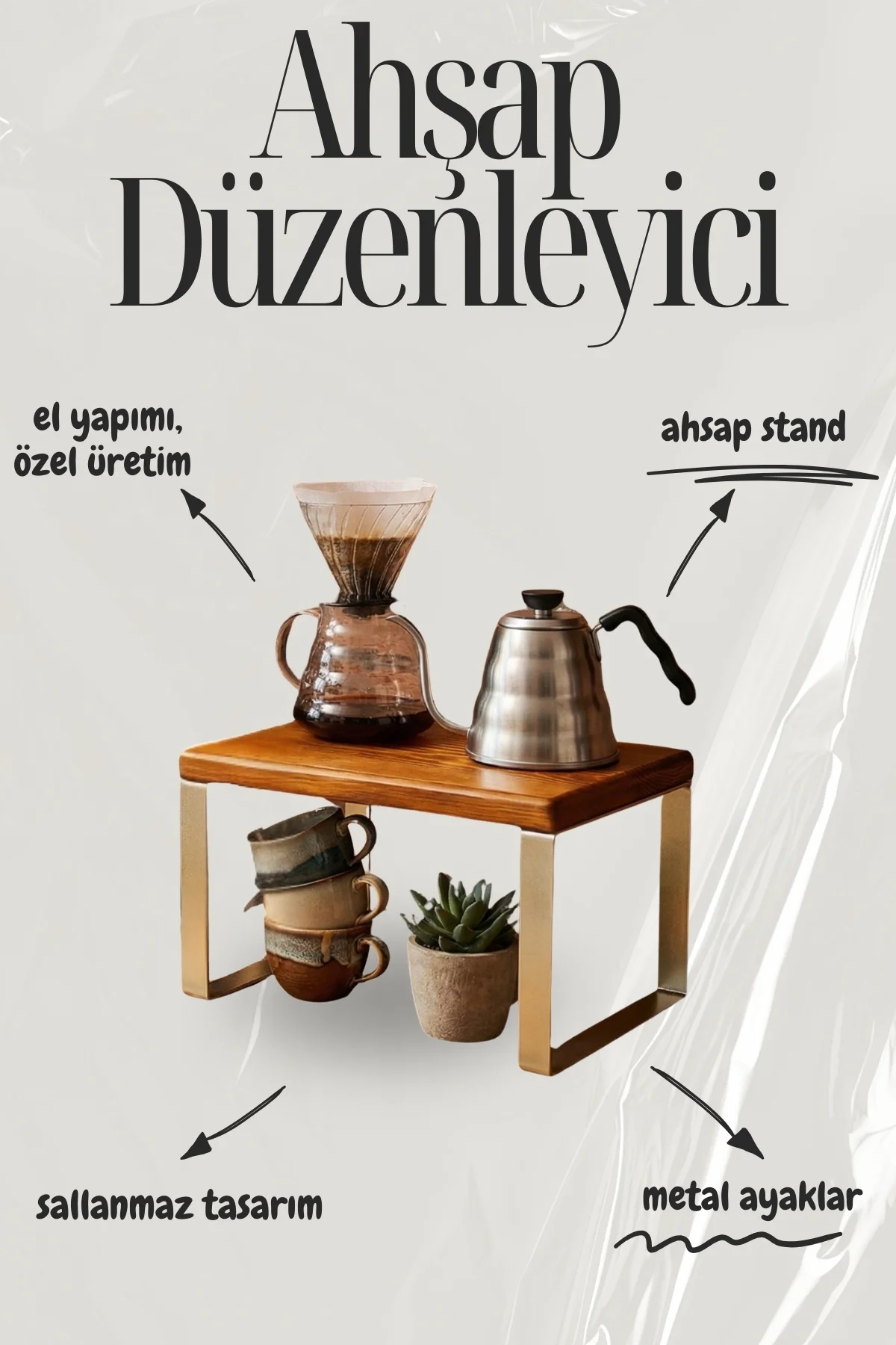 2 Adet Ahşap Dolap Içi Düzenleyici Raf, Metal Ayaklı Bardak Rafı,