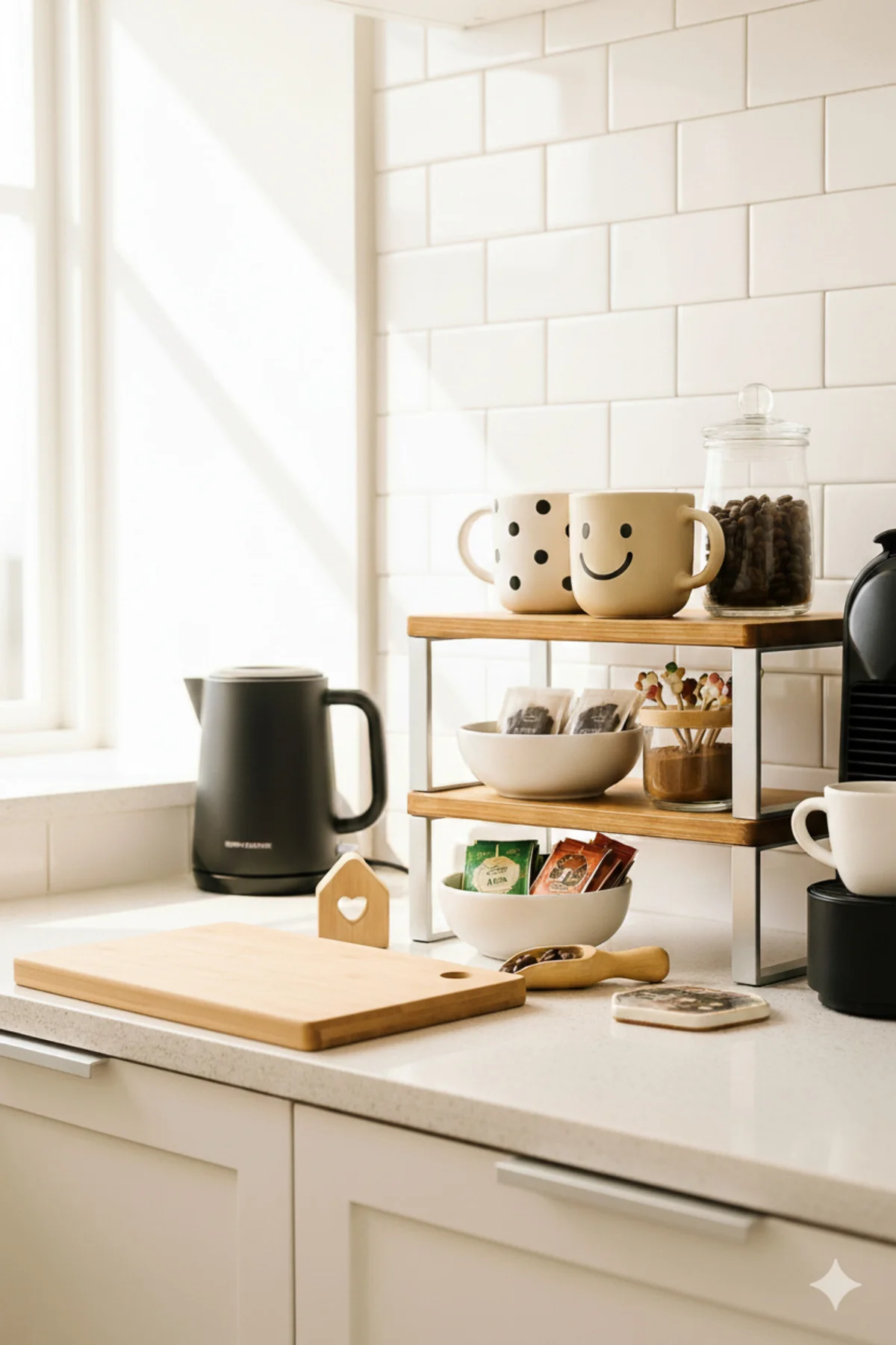 2 Adet Ahşap Dolap Içi Düzenleyici Raf, Metal Ayaklı Bardak Rafı,