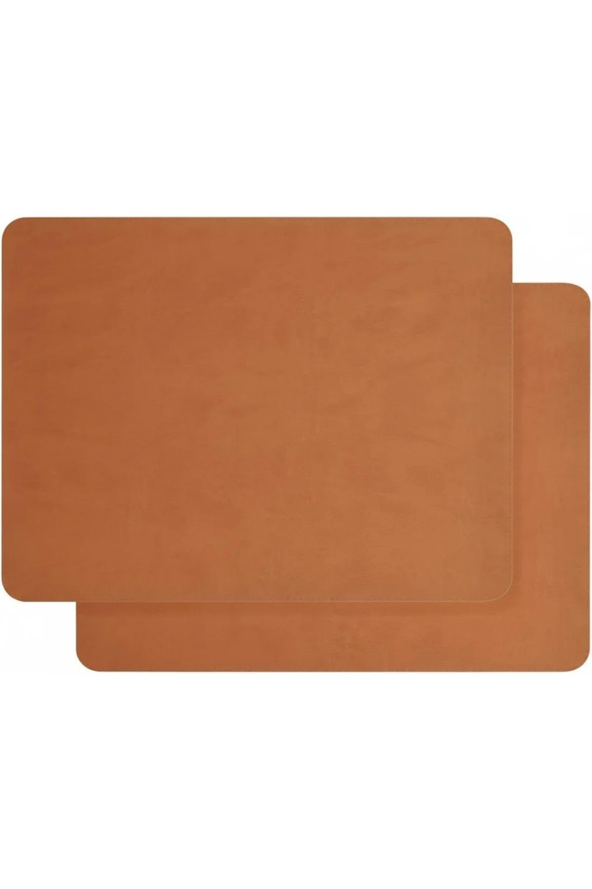 2 Adet Amerikan Servis – 44x35 cm Taba Renk Suni Deri Masa Altlığ