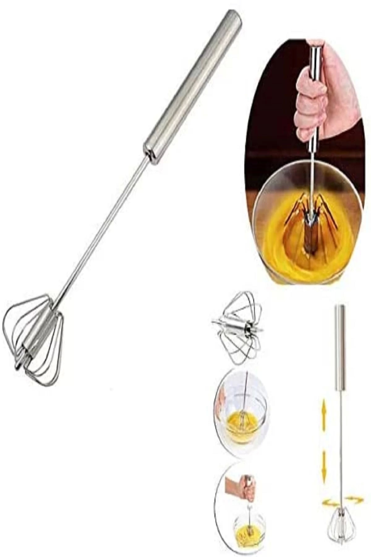 2 Adet Basmalı Otomatik Bas Çek Çırpıcı Pratik Mutfak Gereçleri P