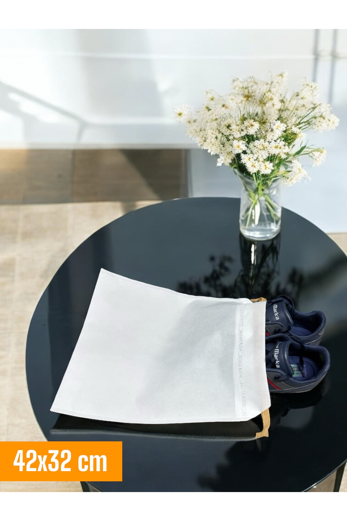 Balkan Room 2 Adet Beyaz Büzgülü Ayakkabı Saklama Çantası Çok Amaçlı Dolap Çe