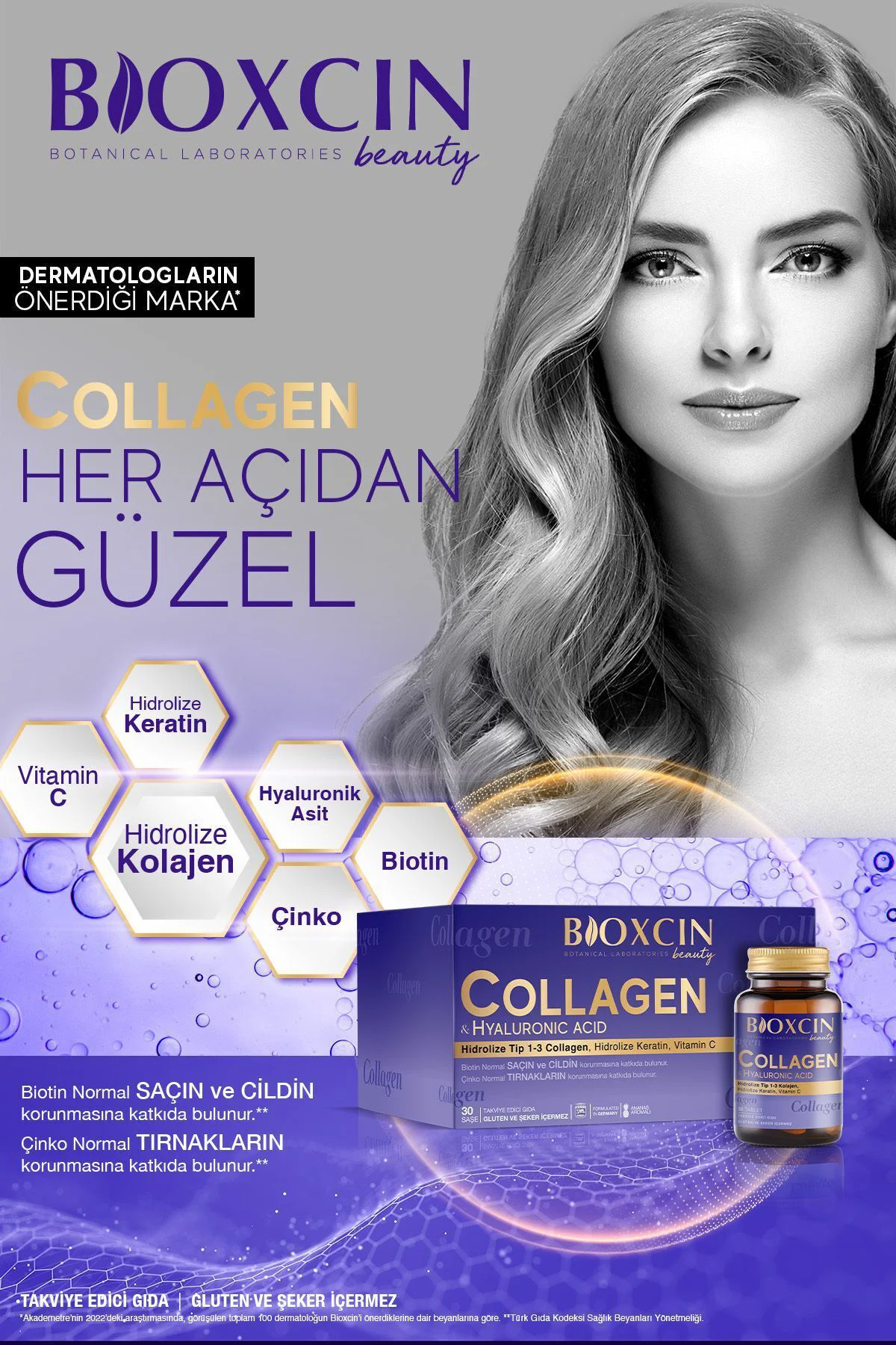 2 Adet Bioxcin Beauty Kolajen 30 Adet Tablet 1050 Mg - (Tip1 - Tip 3 Hidrolize Kolajen)