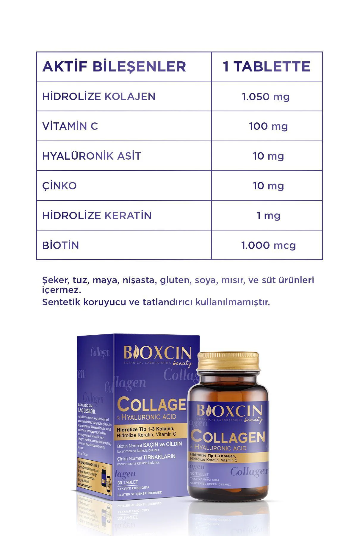 2 Adet Bioxcin Beauty Kolajen 30 Adet Tablet 1050 Mg - (Tip1 - Tip 3 Hidrolize Kolajen)