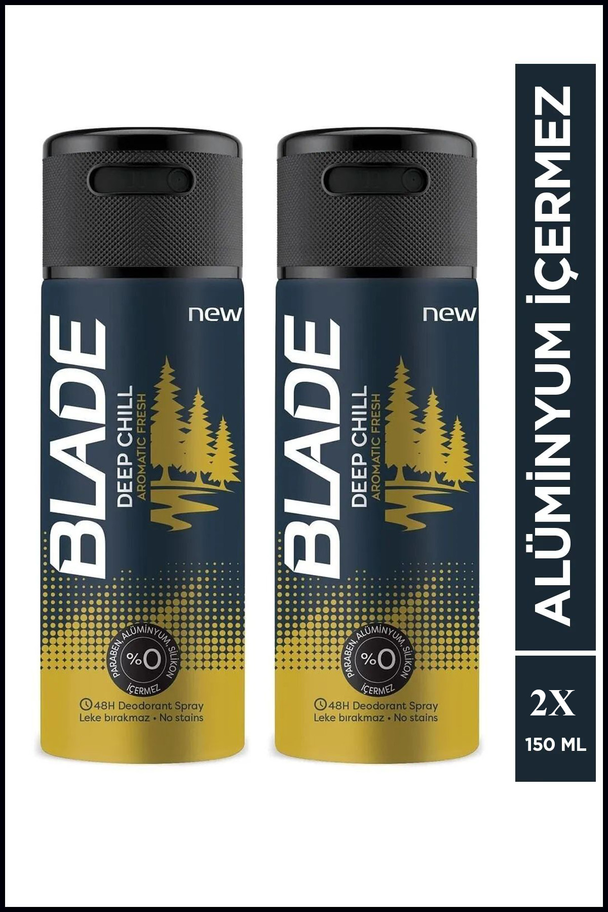 2 Adet Blade Deep Chill Erkek Deodorant 150 Ml Hızlı Kurur, Leke 