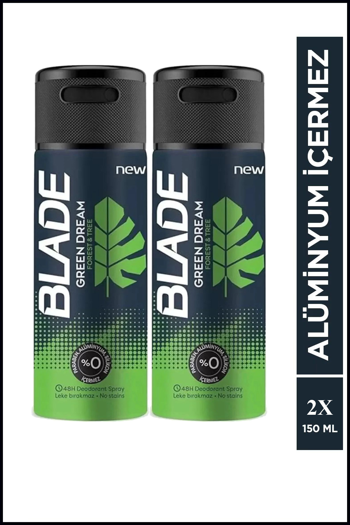 2 Adet Blade Green Dream Erkek Deodorant 150 Ml Hızlı Kurur, Leke 2 Adet Blade Green Dream Erkek Deodorant 150 Ml Hızlı Kurur, Leke