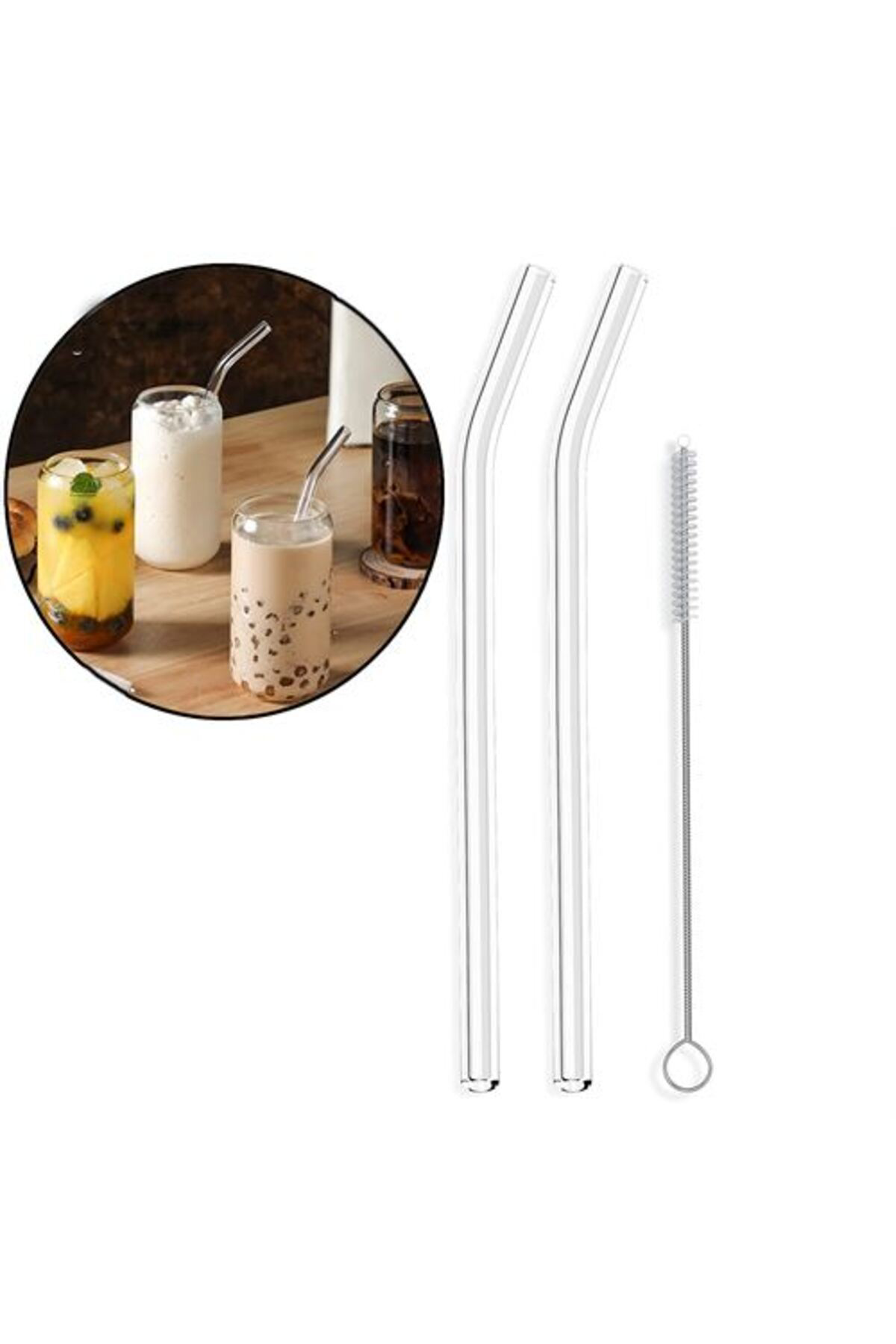 2 Adet Cam Pipet + Pipet Fırçası Eğimli 3 Parça Şeffaf Set BSN66-