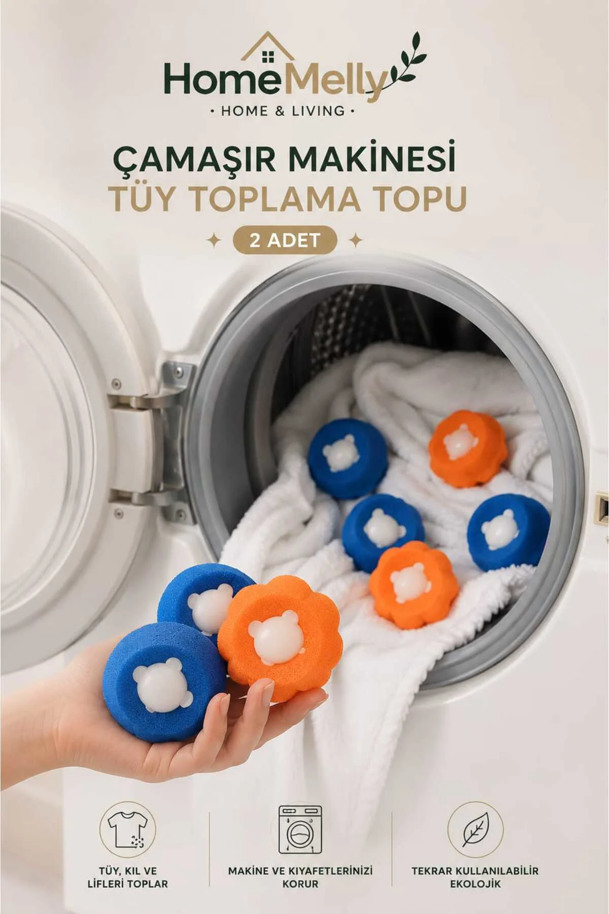 2 Adet Çamaşır Makinası Tüy Toplama Topu , Yeniden Kullanılabilir Saç ve Tüy Toplayıcı Top