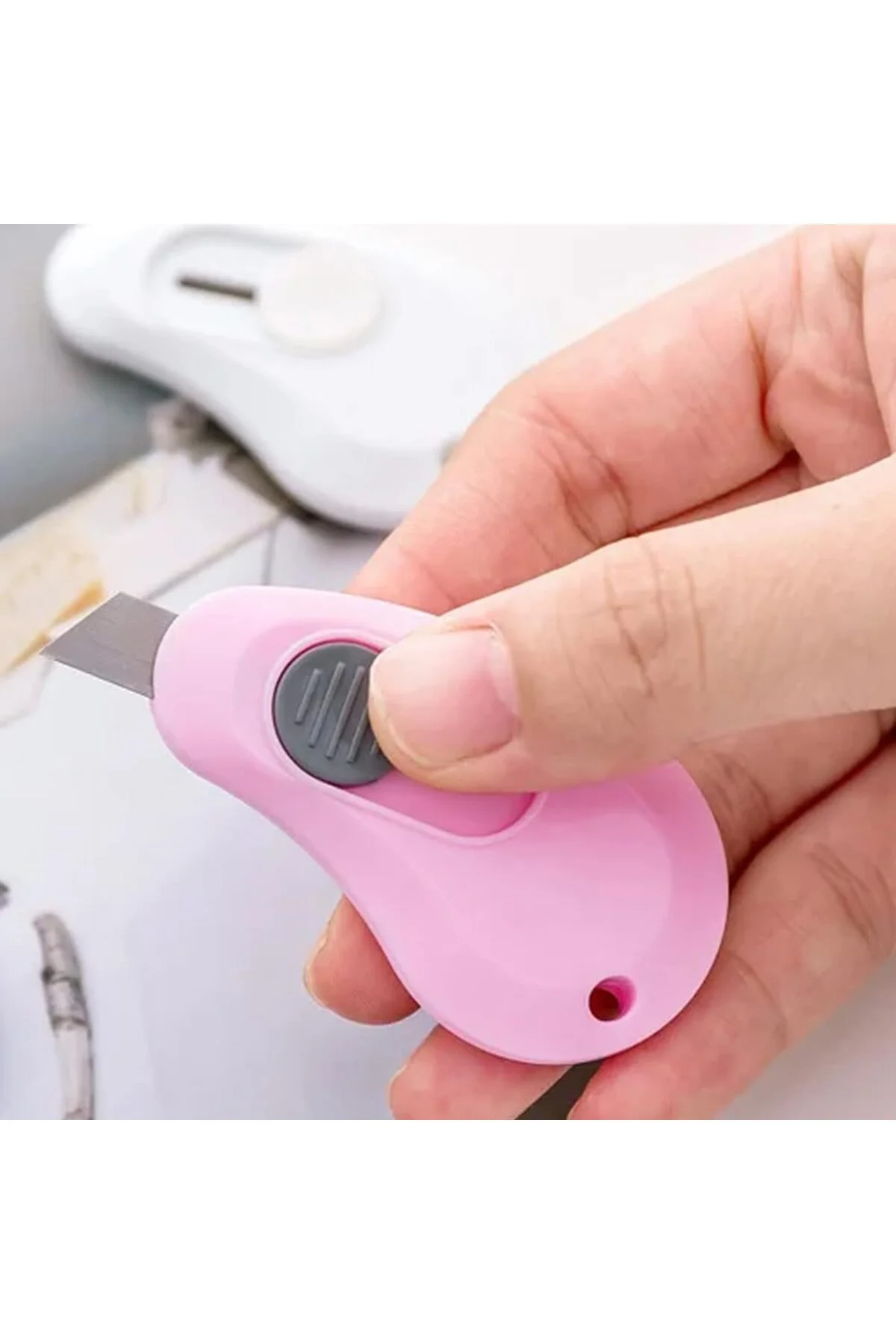 2 Adet Çelik Bıçaklı Mini Tekli Falçata Maket Bıçağı, 2 Farklı Model Portatif Küçük Falçata - Görsel 4