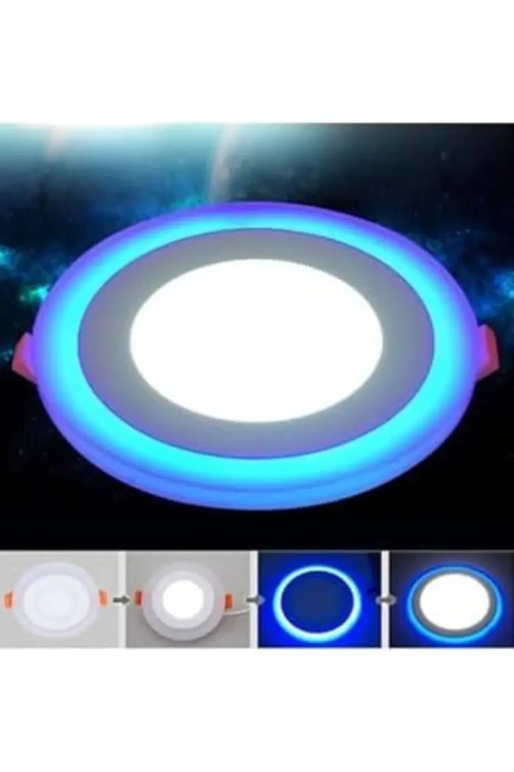 2 Adet Çift Renkli Hero Led Panel 3+3 Watt Dış Çapı 10 Cm Mavi-Be