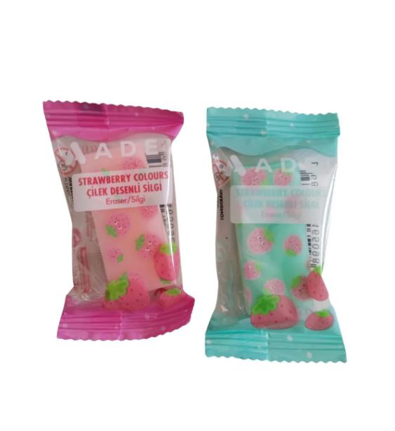 Adel 2 Adet Çilek Silgi Adel 2 Adet Çilek Silgi