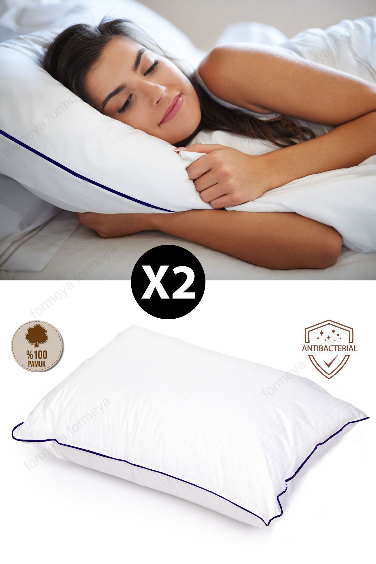 Formeya 2 Adet Climate Nano Jel Yastık Otel Yastığı 50X70 Cm %100 Pamuk D