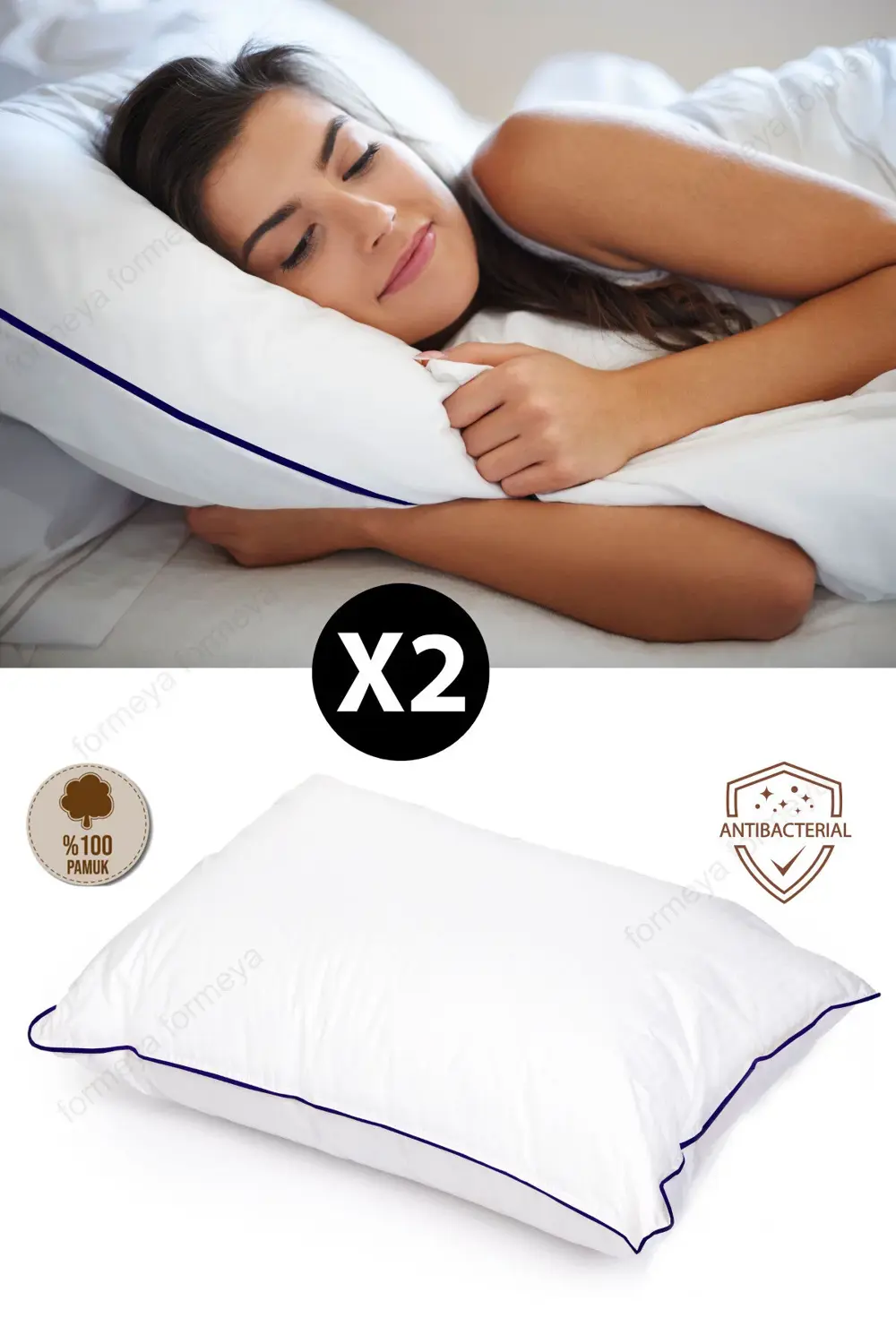 2 Adet Climate Nano Jel Yastık Otel Yastığı 50x70 cm %100 Pamuk D