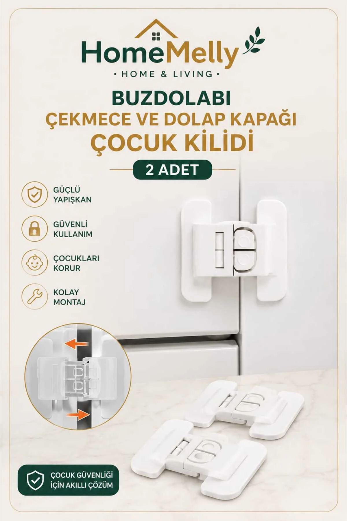 2 Adet Çocuk Kilidi Buzdolabı Mobilya Çekmece Dolap Kapağı Kilidi Güvenlik Koruma Kilidi