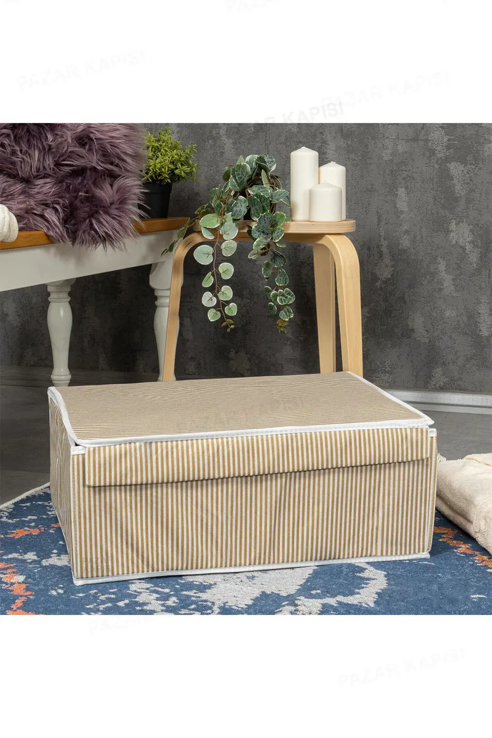 2 Adet Çok Amaçlı Kapaklı Kutu Baza Boy Kahverengi 50x40x19 Cm